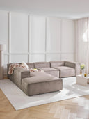 Soft Yumuşak Oturumlu Dinlenme Modüllü Köşe Kanepe,Fitilli Kadife 4-5 Kişilik-Köşe Koltuk-Innature Home-Fitilli Kadife - Açık Bej-Sağ-NowShopFun