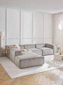 Soft Yumuşak Oturumlu Dinlenme Modüllü Köşe Kanepe,Fitilli Kadife 4-5 Kişilik-Köşe Koltuk-Innature Home-Fitilli Kadife - Açık Bej-Sağ-NowShopFun