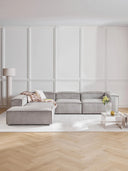 Soft Yumuşak Oturumlu Dinlenme Modüllü Köşe Kanepe,Fitilli Kadife 4-5 Kişilik-Köşe Koltuk-Innature Home-Fitilli Kadife - Açık Bej-Sağ-NowShopFun