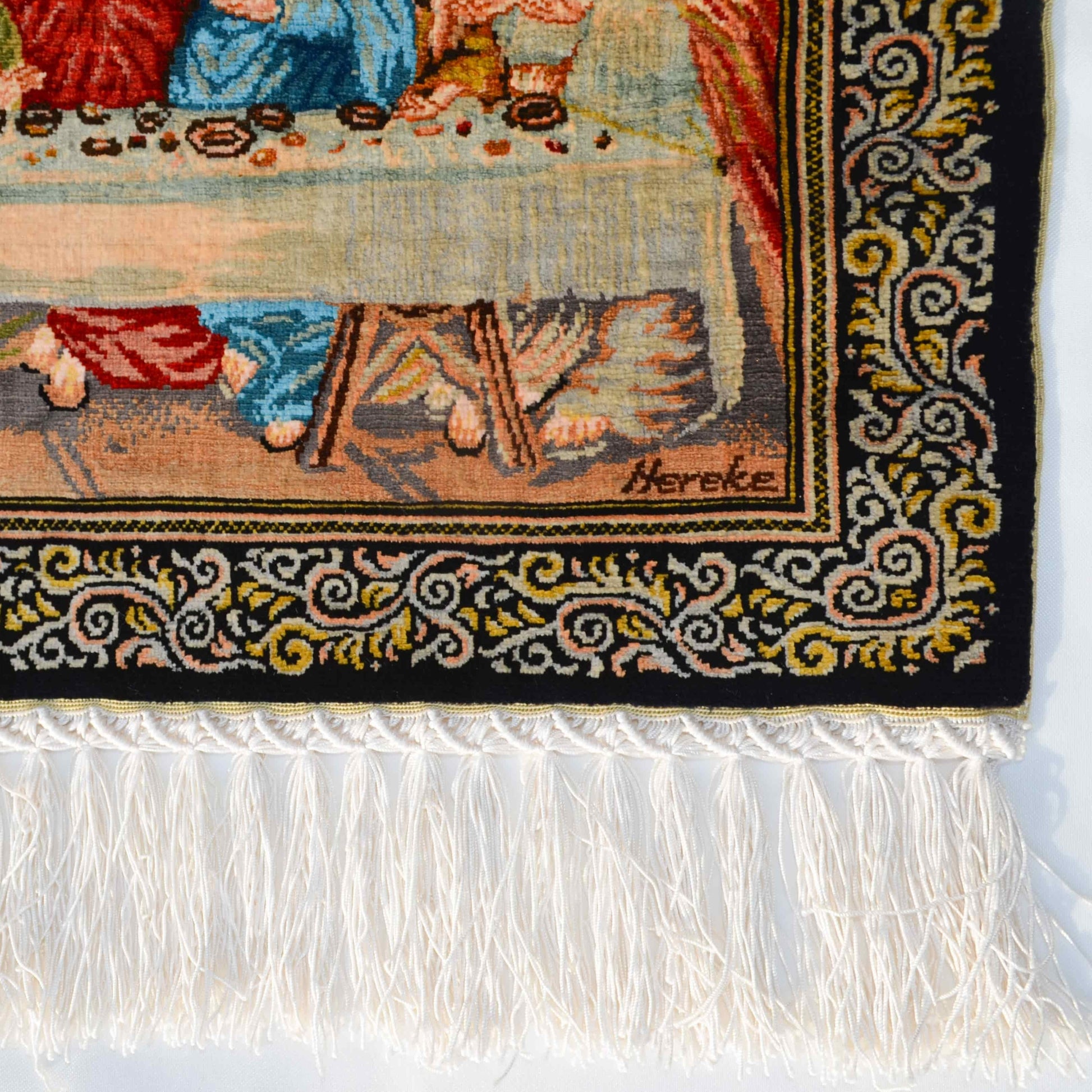 Son Akşam Yemeği Desenli Saf İpek El Dokuma Duvar Halısı (36x60 Cm)