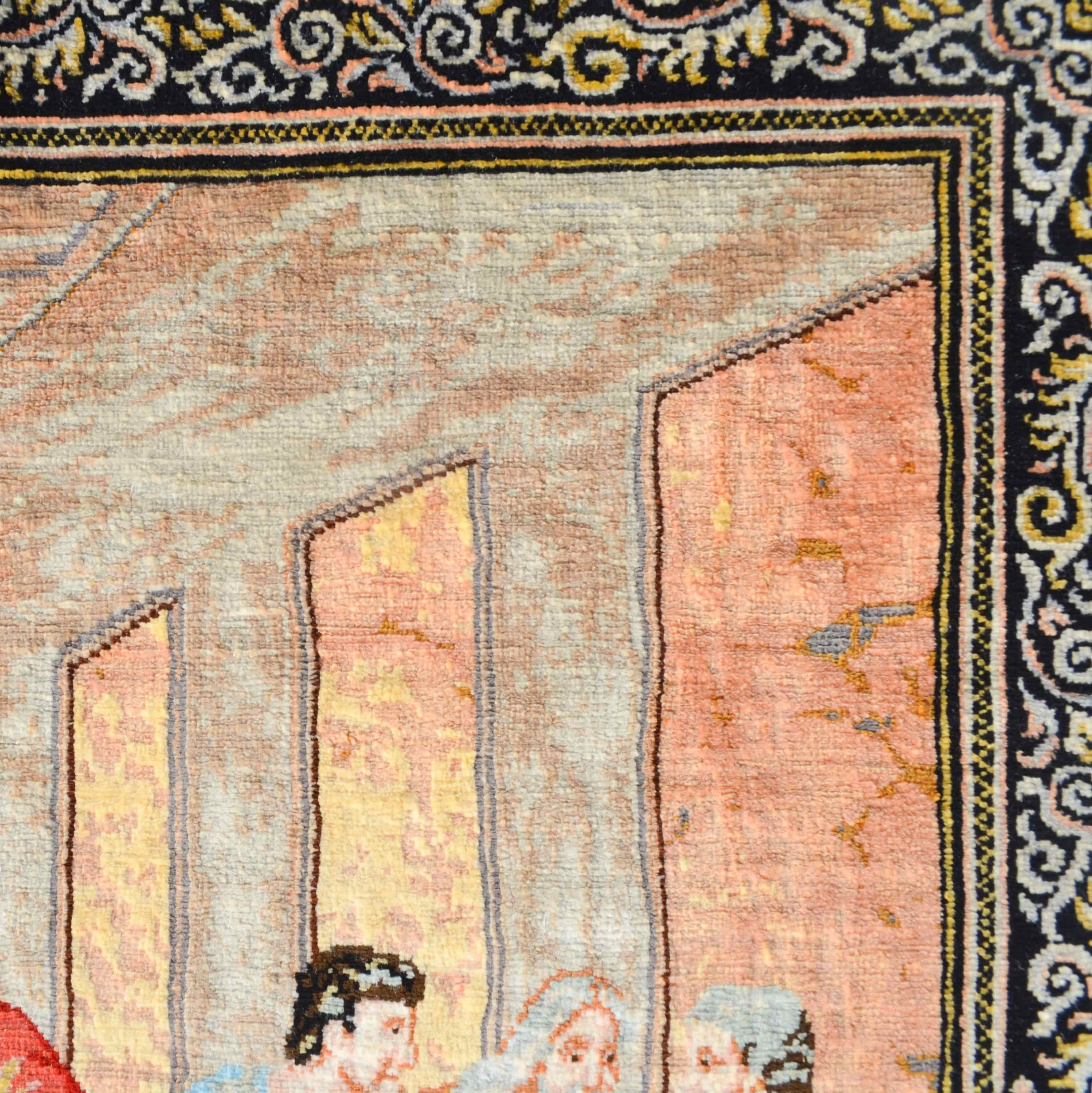 Son Akşam Yemeği Desenli Saf İpek El Dokuma Duvar Halısı (36x60 Cm)