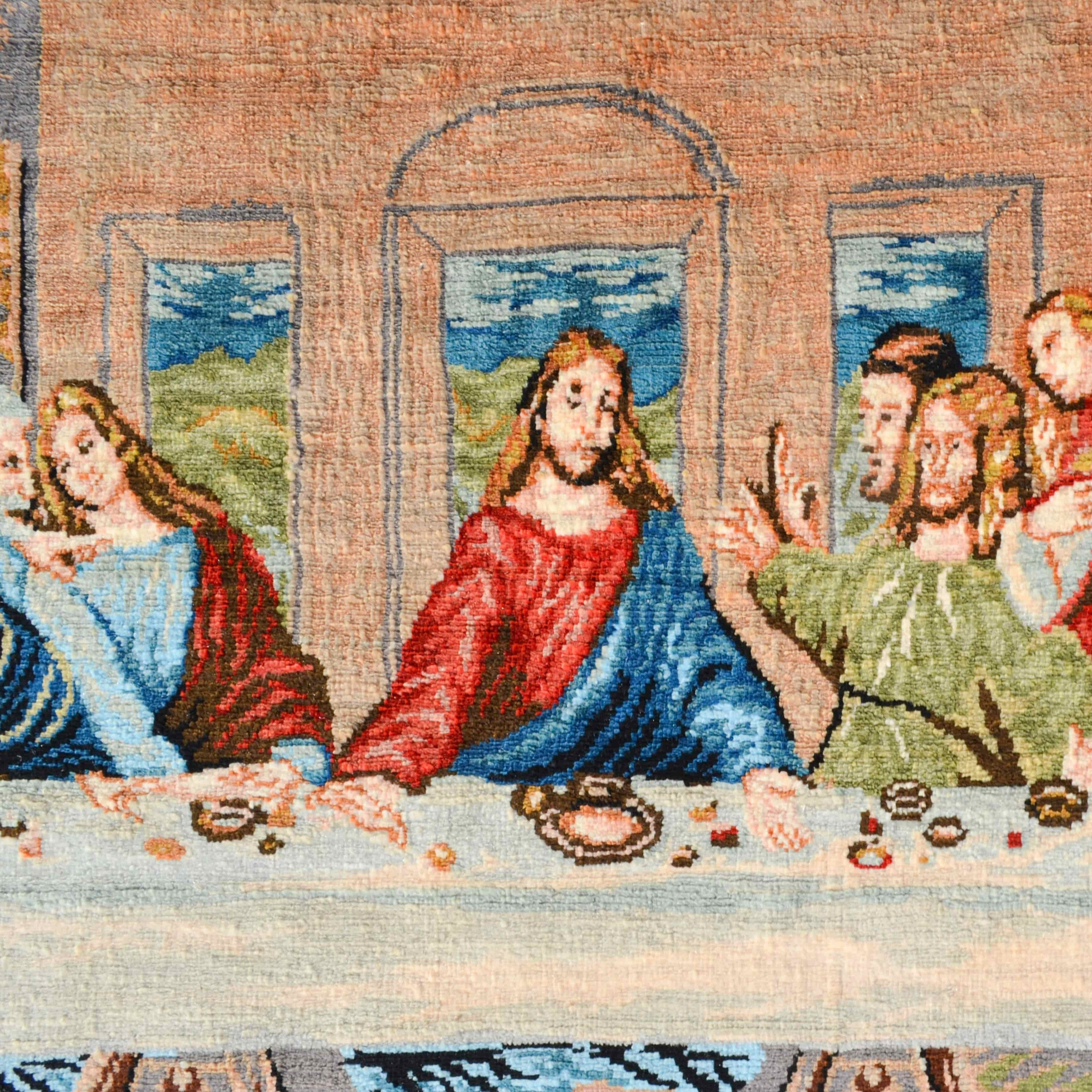 Son Akşam Yemeği Desenli Saf İpek El Dokuma Duvar Halısı (36x60 Cm)