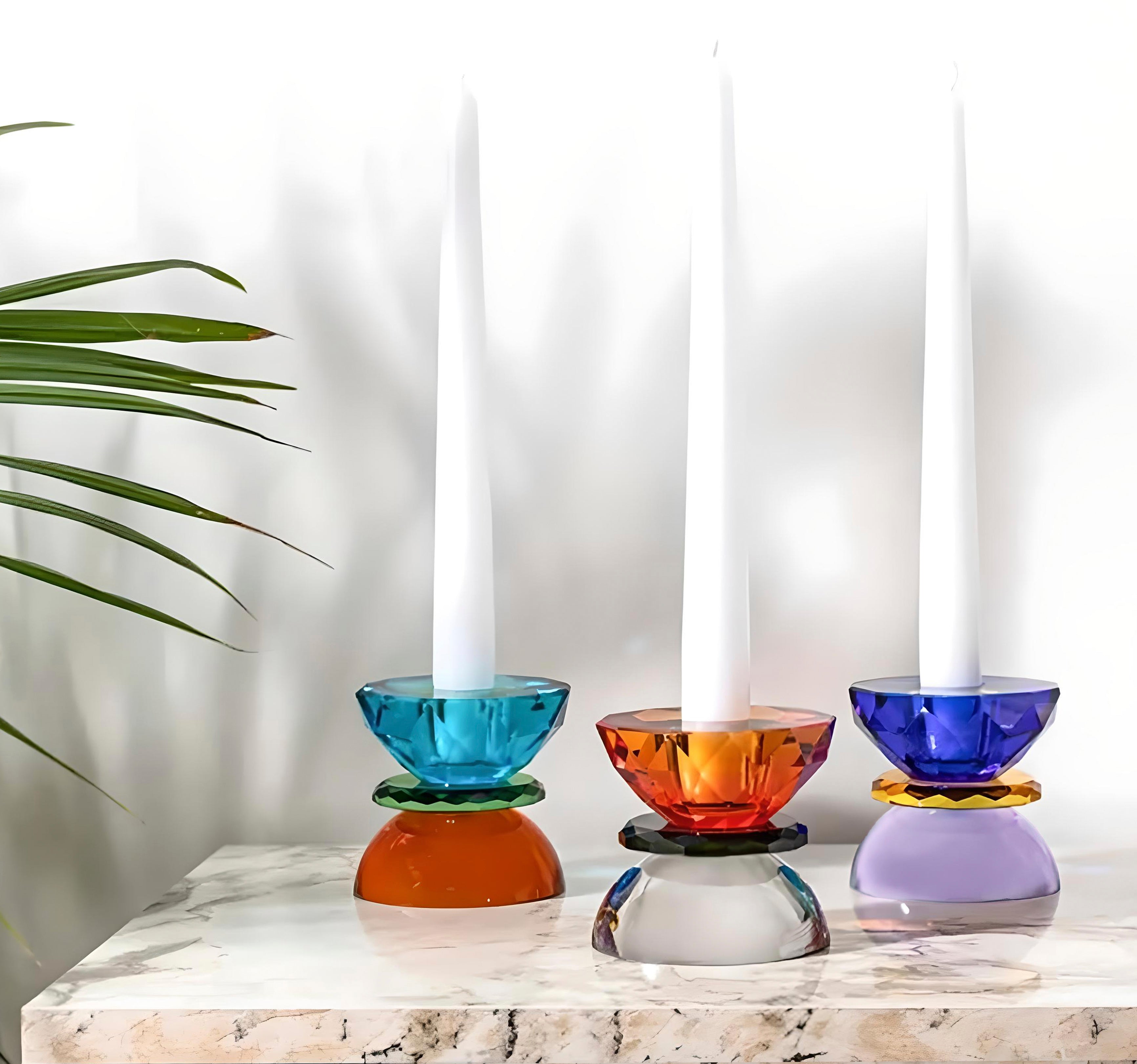 Sparkle Çift Renk Cam Şamdan