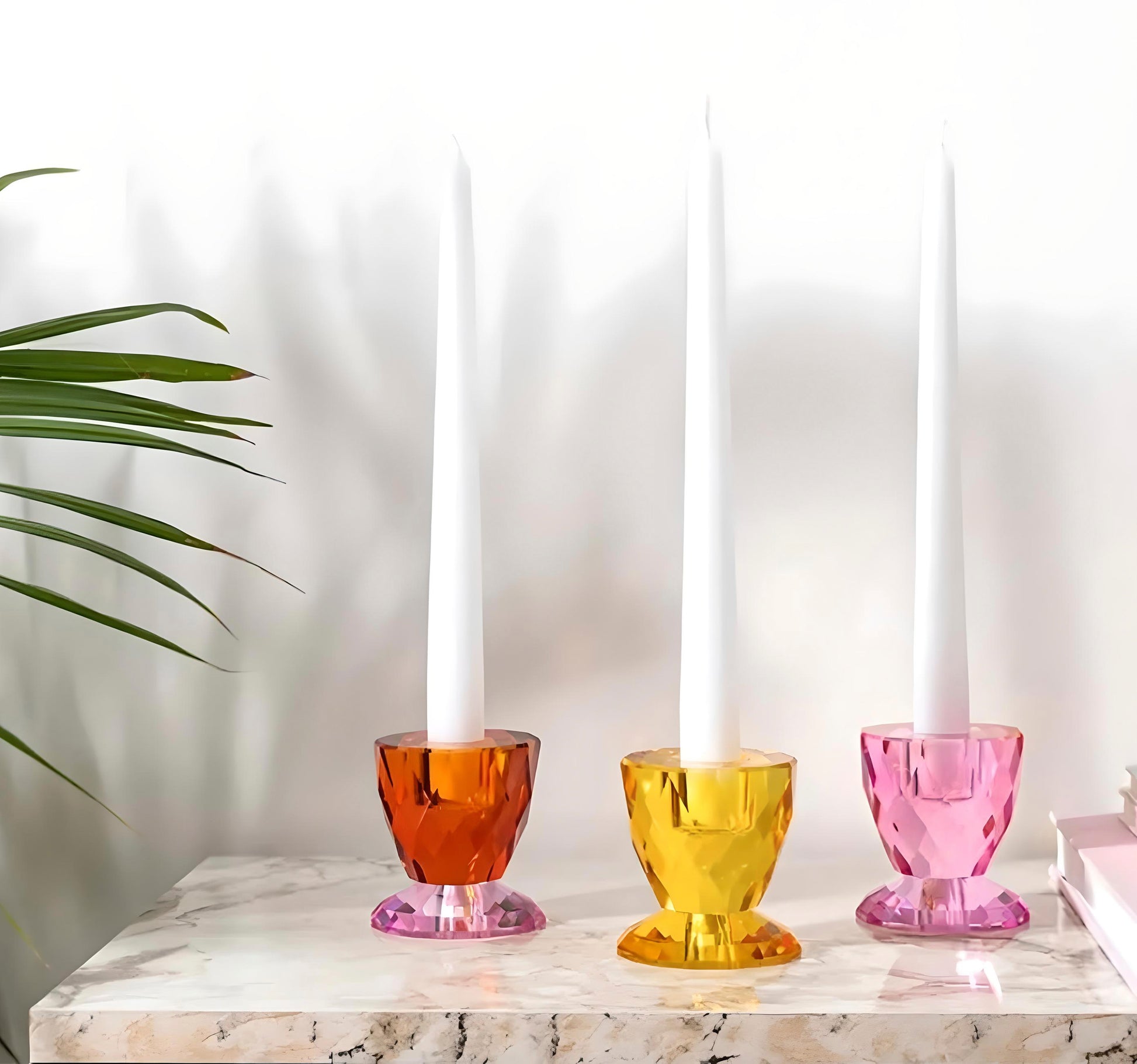 Sparkle Renkli Cam Şamdan