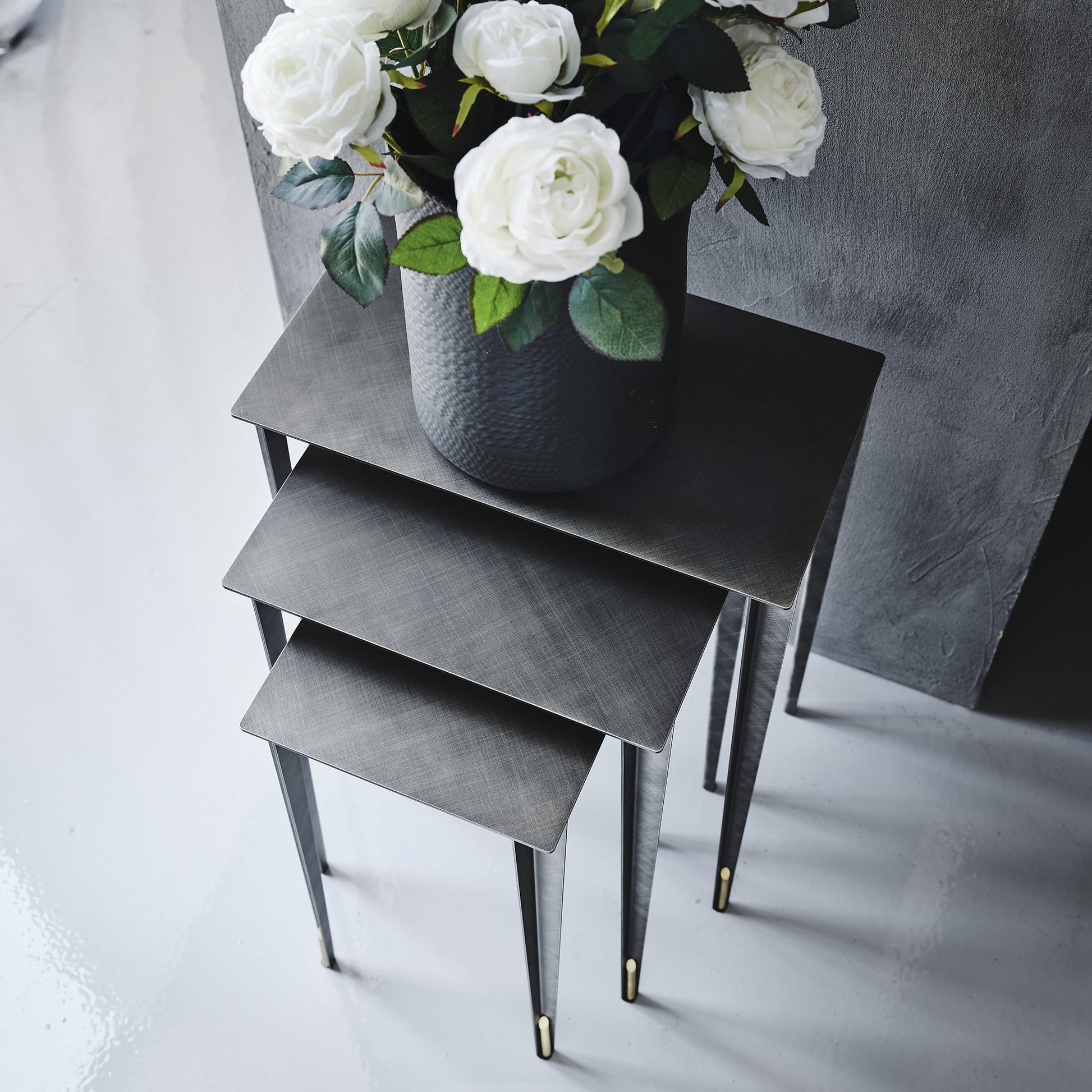 Spillo 3'lü Gri Fırça Darbeli Sehpa Seti-Sehpa-Cattelan Italia-NowShopFun