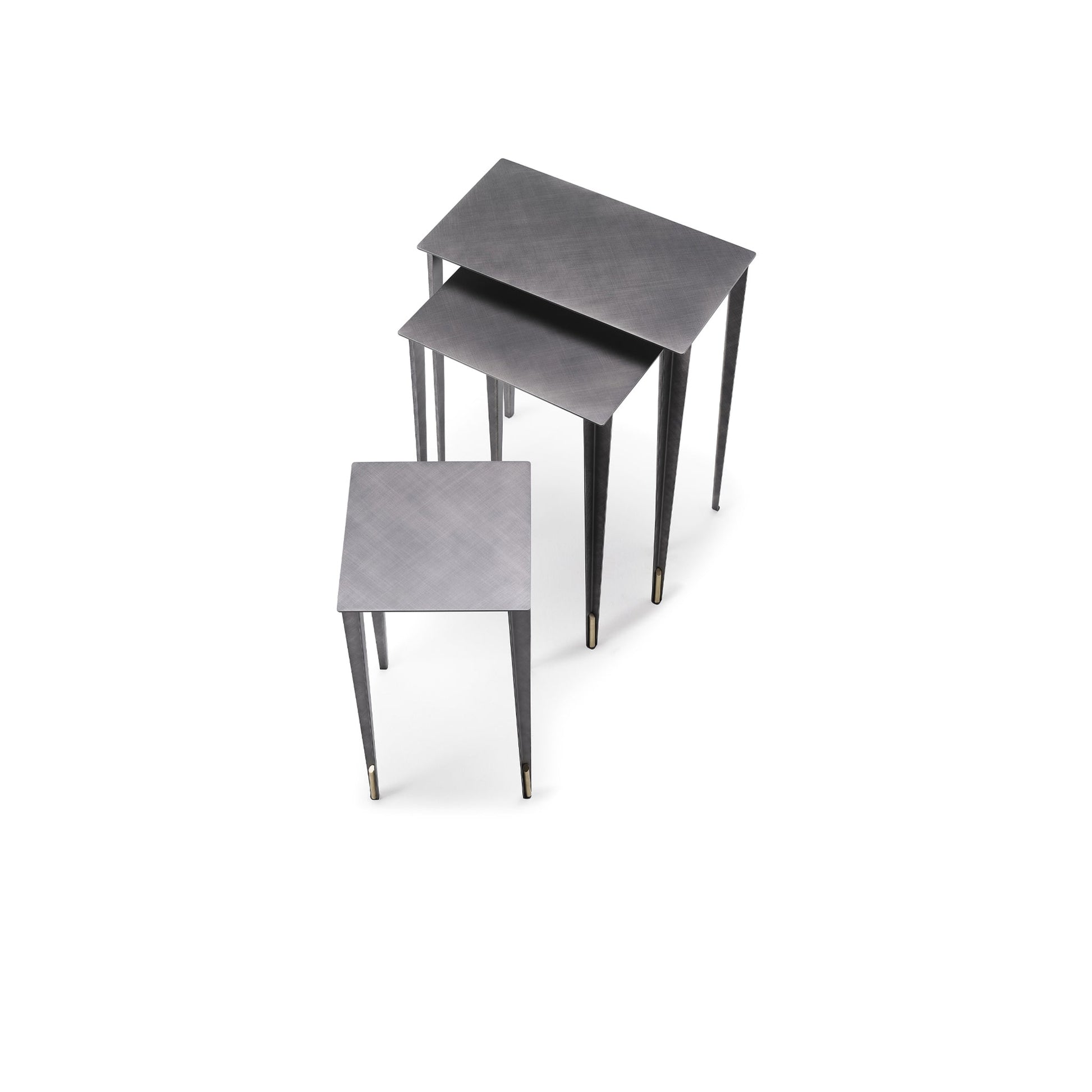 Spillo 3'lü Gri Fırça Darbeli Sehpa Seti-Sehpa-Cattelan Italia-NowShopFun