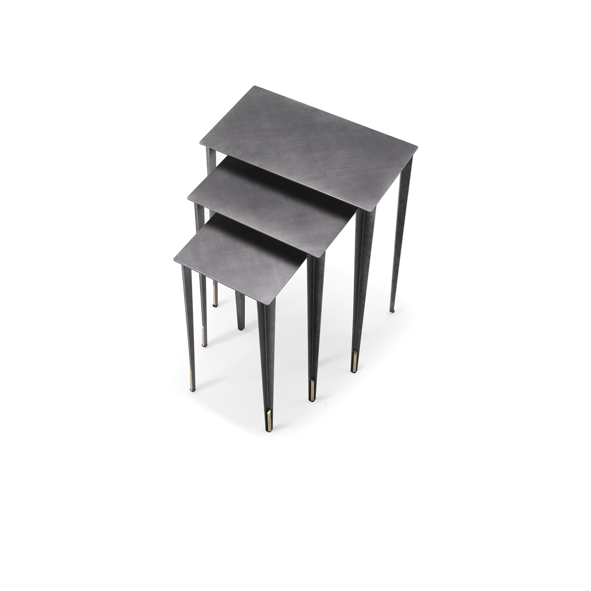 Spillo 3'lü Gri Fırça Darbeli Sehpa Seti-Sehpa-Cattelan Italia-NowShopFun