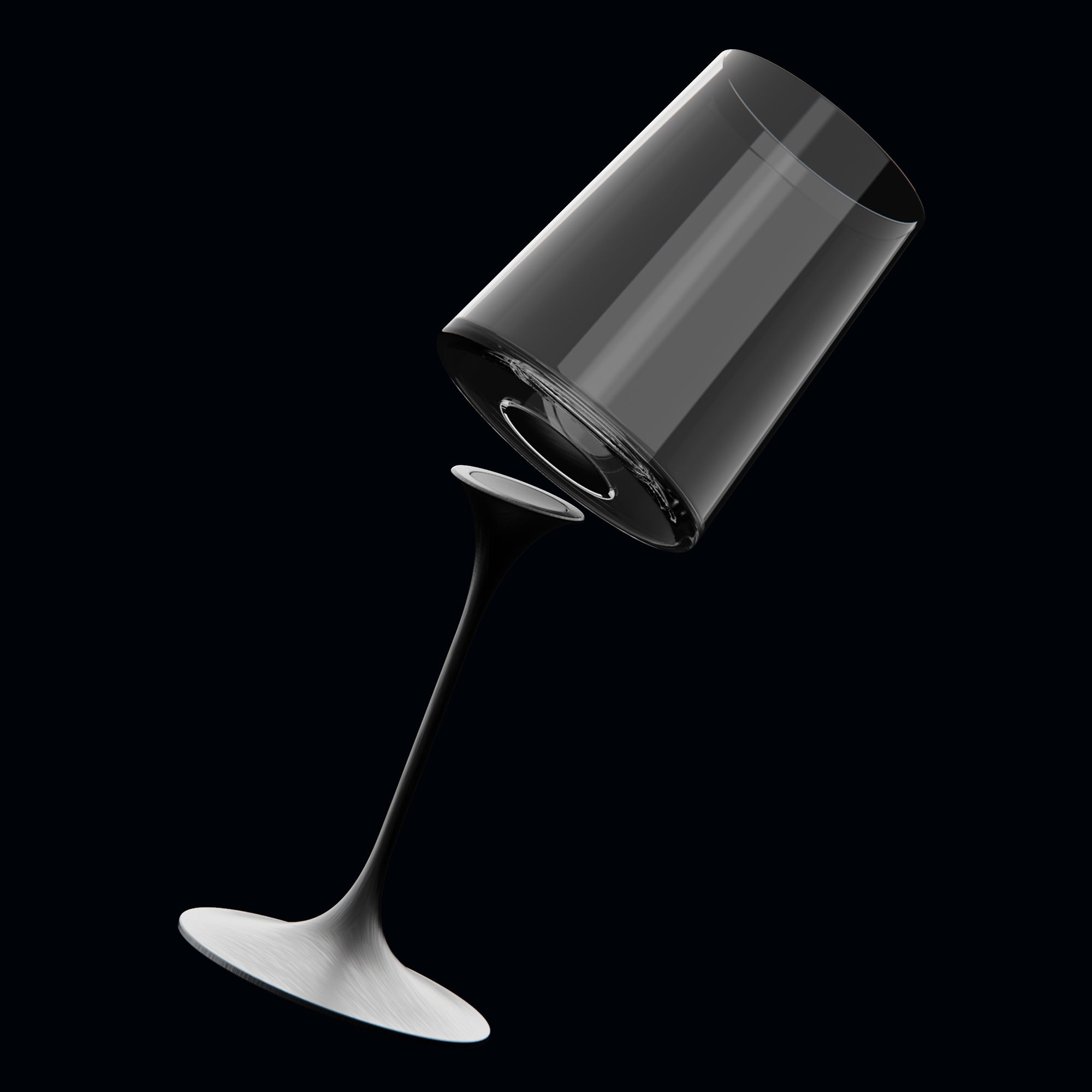 Split Glass - Beyaz Şarap Bardağı - Siyah