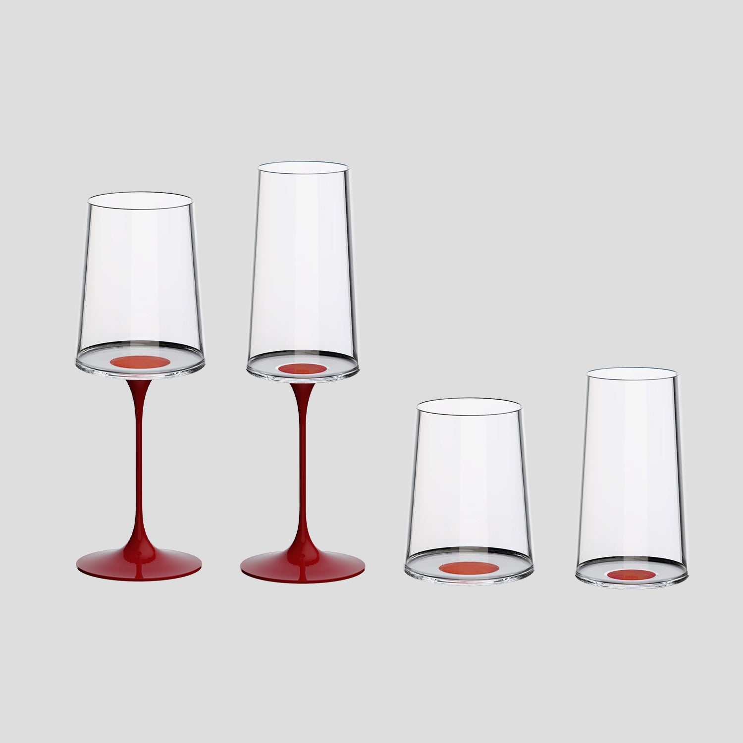Split Glass – Beyaz Şarap Kadehi & Flüt Bardak – Kırmızı (2'li Set)