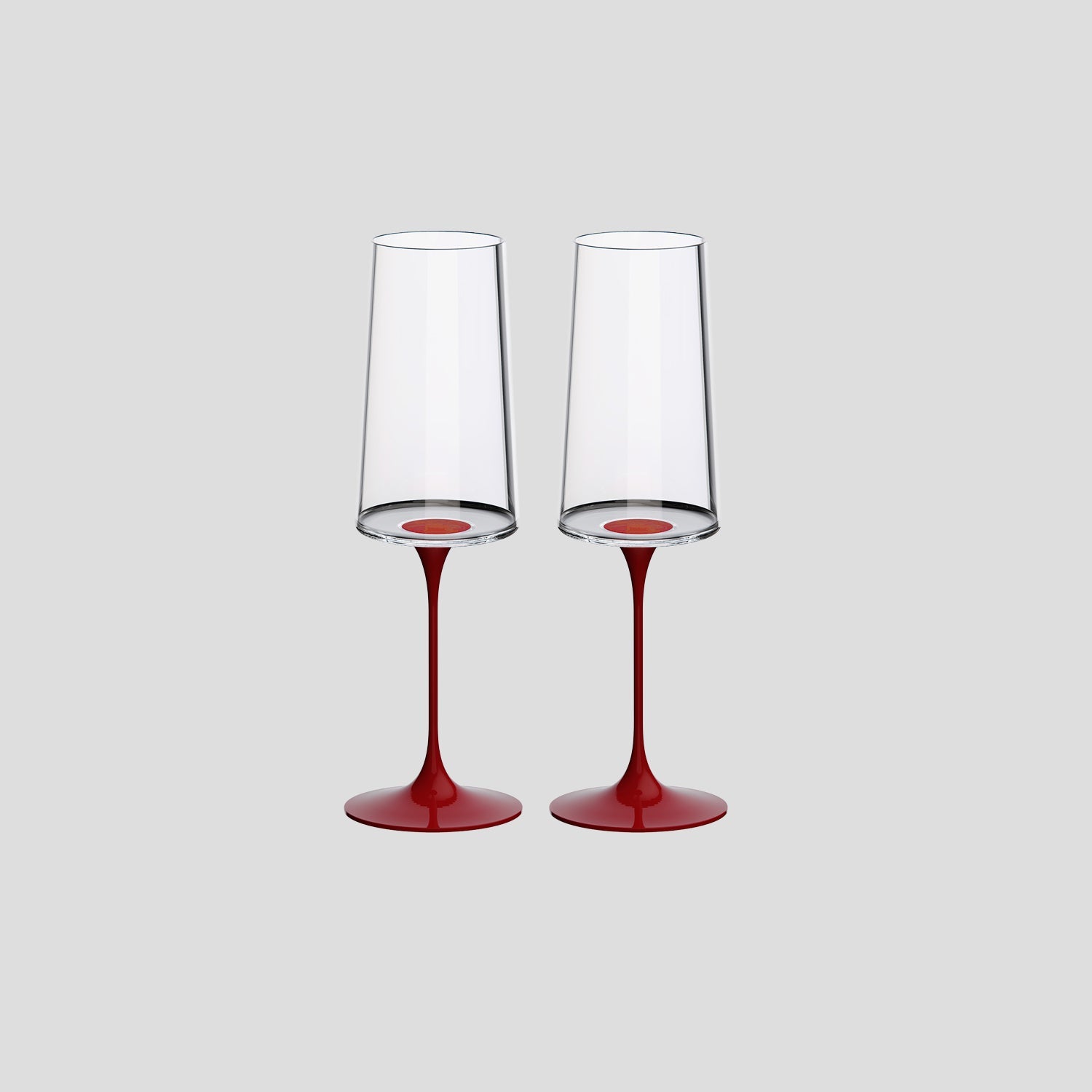 Split Glass – Flüt Bardak – Kırmızı (2'li Set)