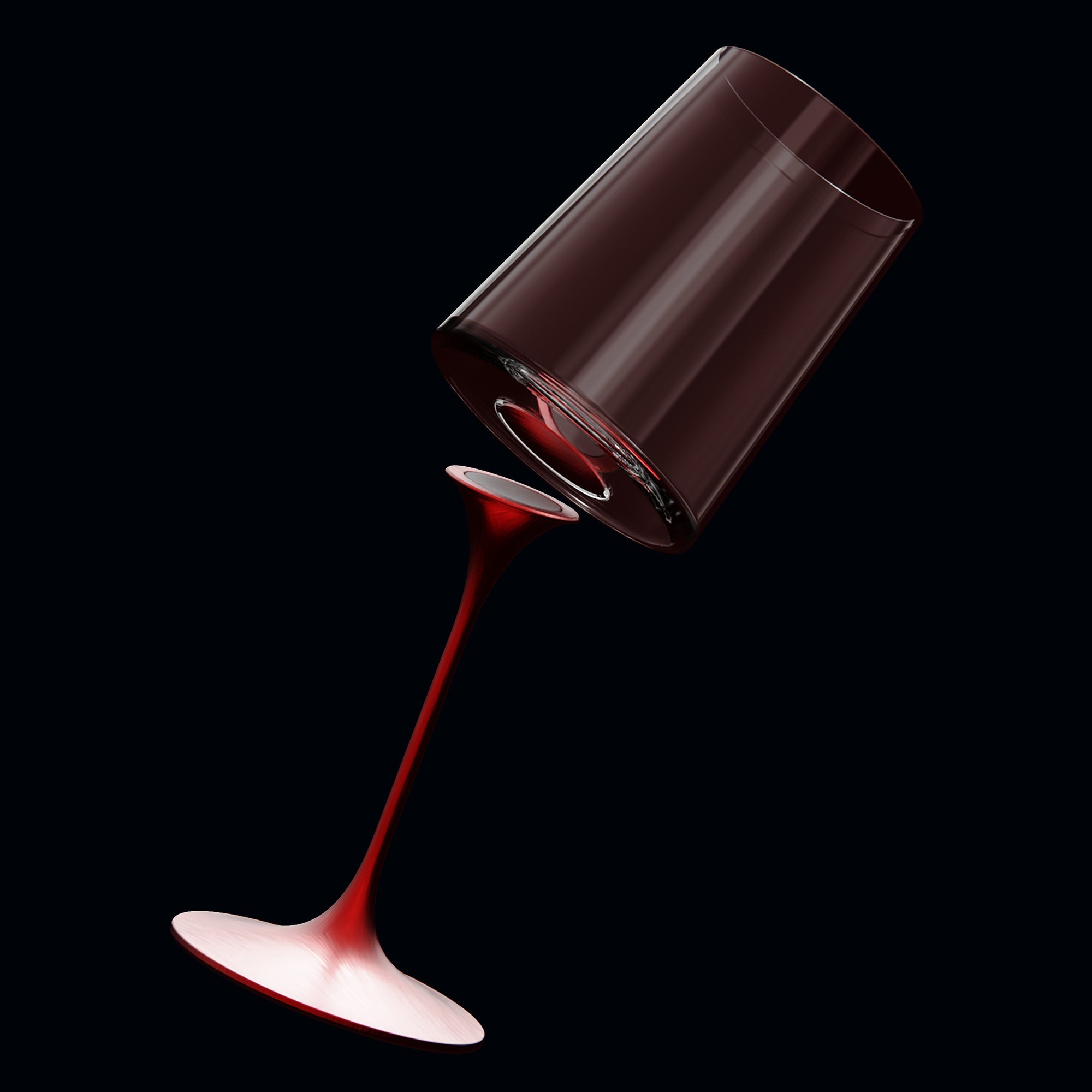 Split Glass - Şampanya Bardağı - Kırmızı