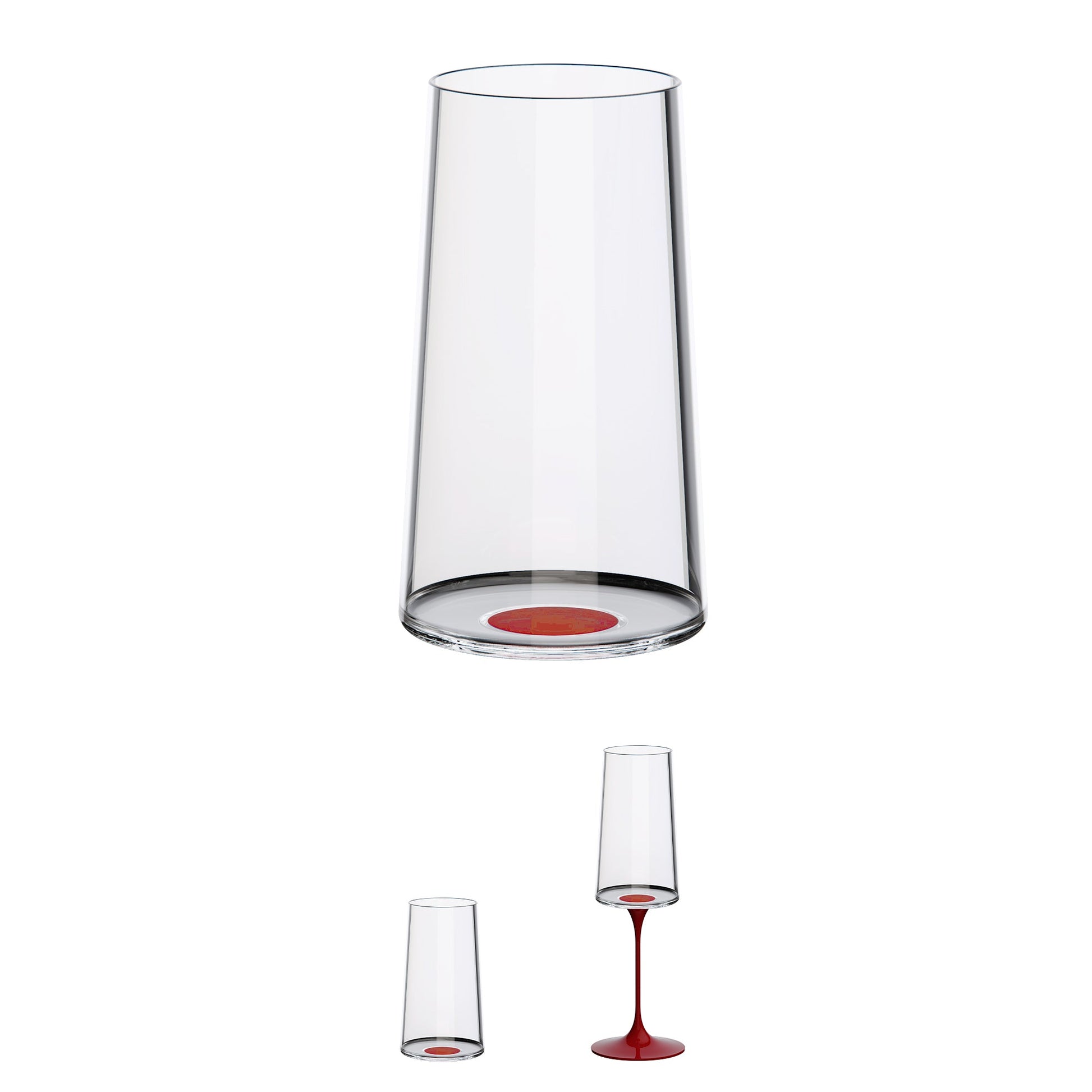 Split Glass - Şampanya Bardağı - Kırmızı