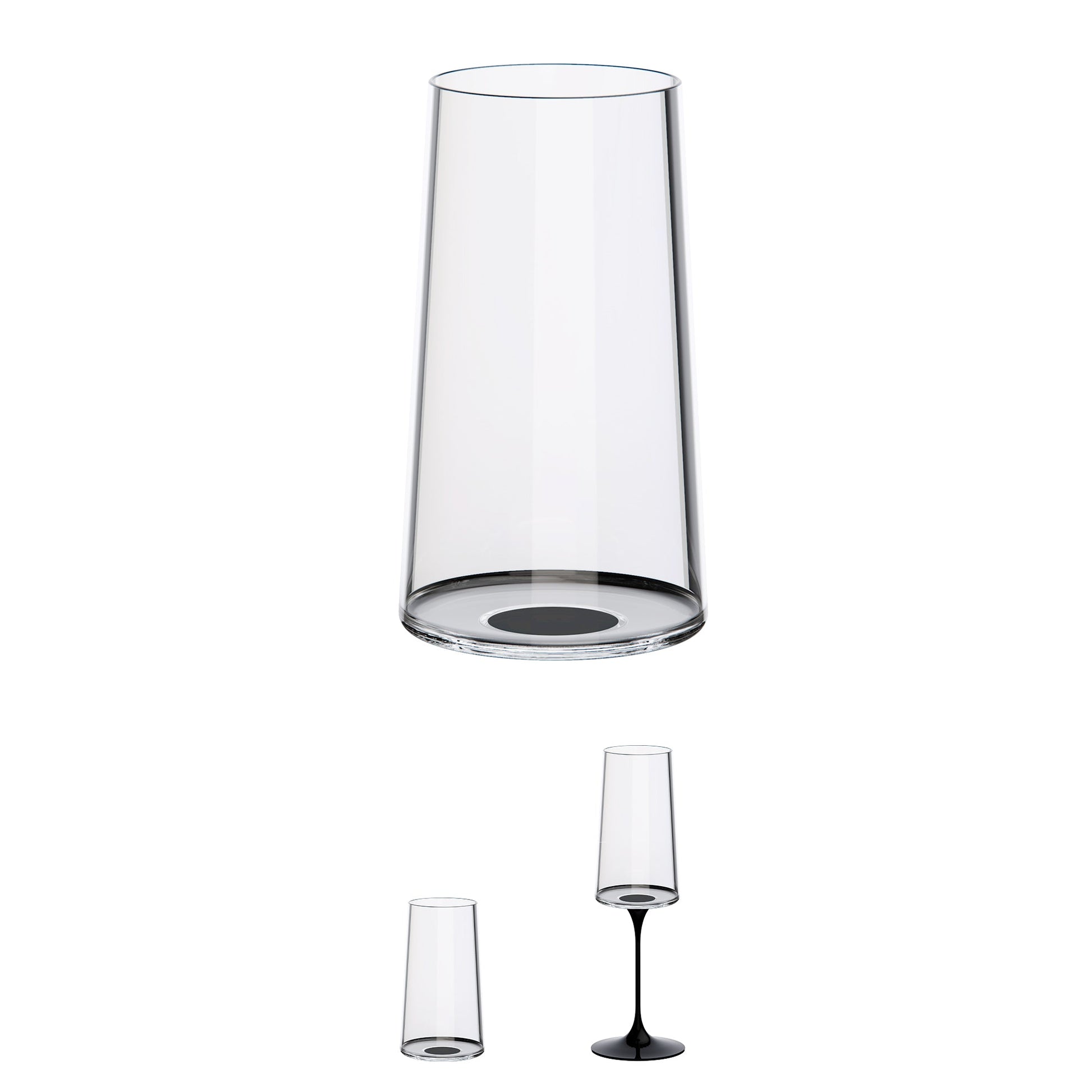 Split Glass - Şampanya Bardağı - Siyah