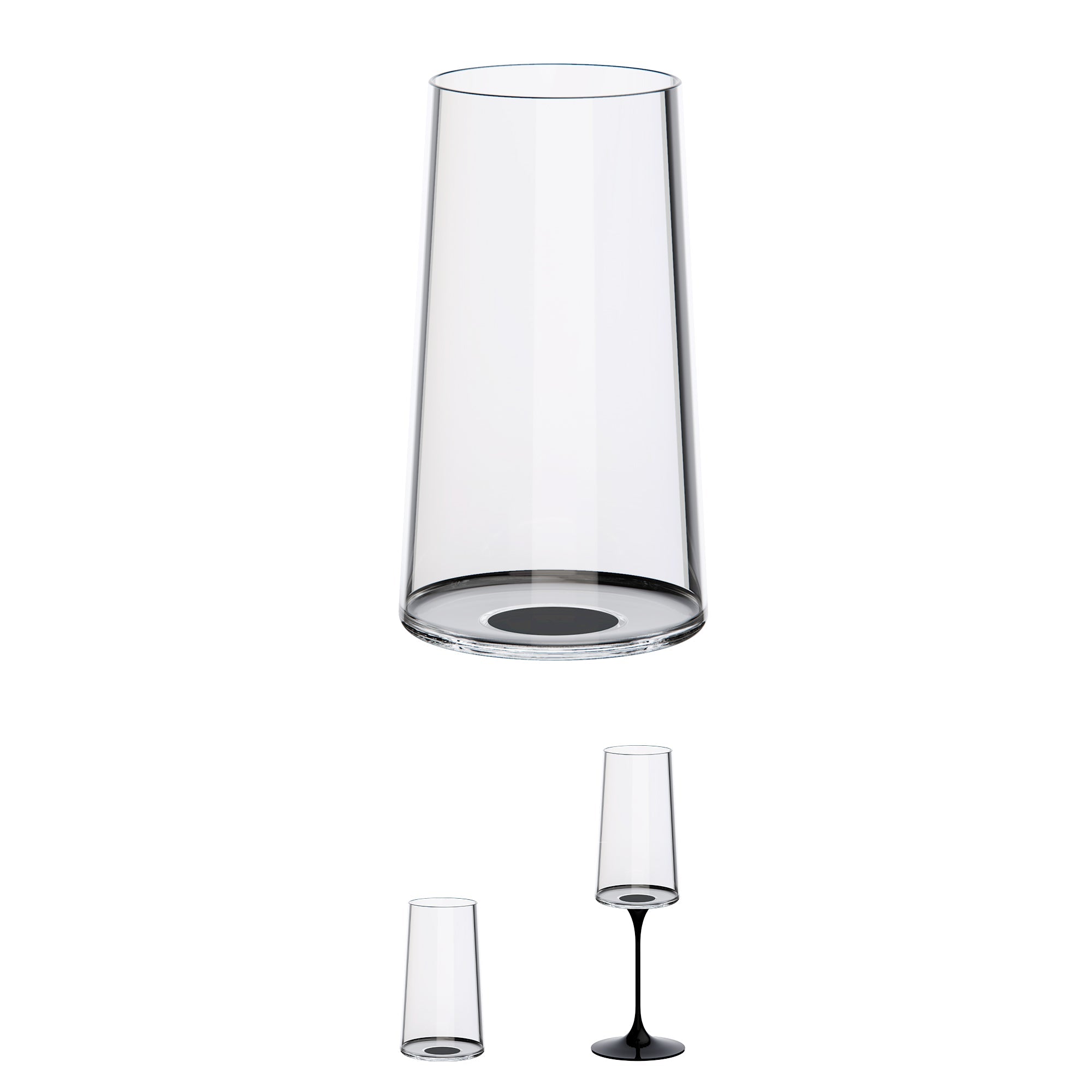 Split Glass - Şampanya Bardağı - Siyah
