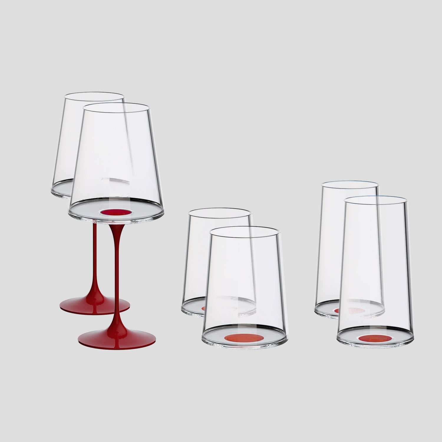 Split Glass – Tüm Bardaklar – Kırmızı (2'li Set)