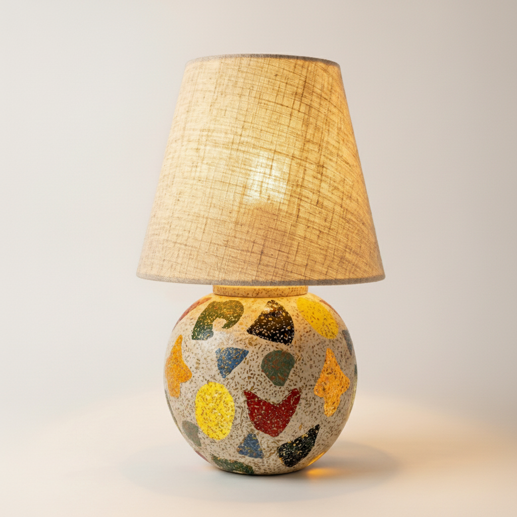 Spring Seramik Abajur-MASA LAMBASI-Lumiana-Kahverengi Desenli-NowShopFun