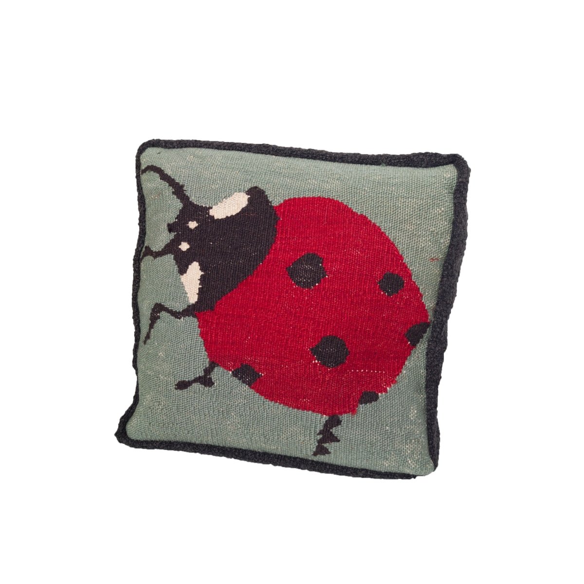 Ladybug Hand Woven Throw Pillow