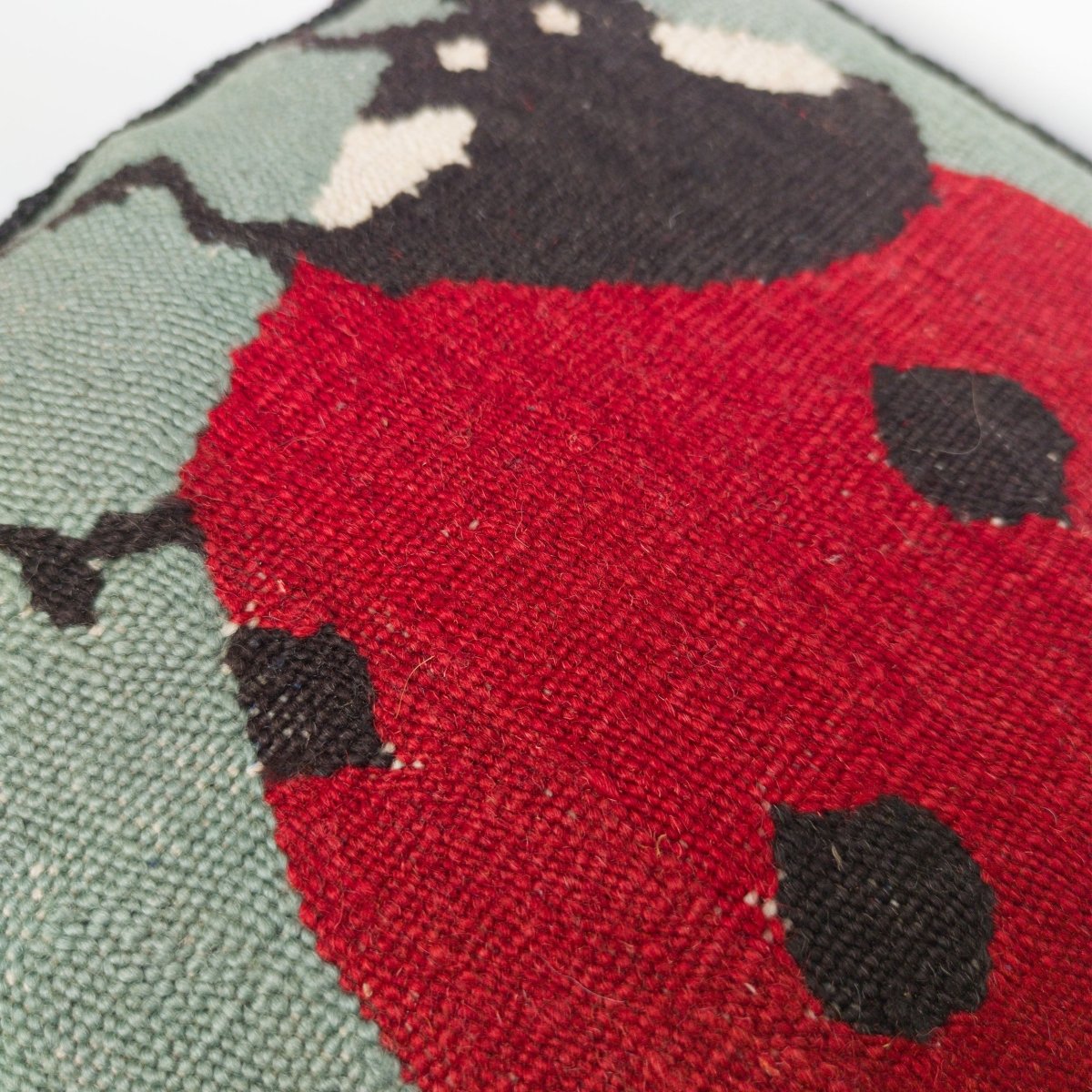 Ladybug Hand Woven Throw Pillow