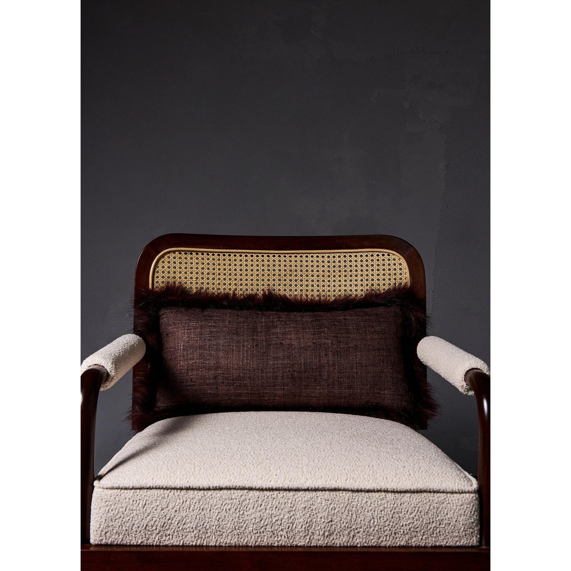 Suni Kürk Çerçeveli İpek Keten Kırlent