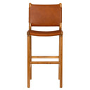 Taba Rengi Deri Oturumlu Bistro Teak Naturel Renk Sandalye Y. 65 cm-Artika Design-NowShopFun