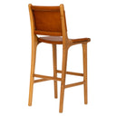 Taba Rengi Deri Oturumlu Bistro Teak Naturel Renk Sandalye Y. 65 cm-Artika Design-NowShopFun