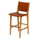 Taba Rengi Deri Oturumlu Bistro Teak Naturel Renk Sandalye Y. 65 cm-Artika Design-NowShopFun
