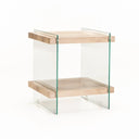 Table De Nuit Ahşap Cam Yan Sehpa