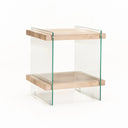 Table De Nuit Ahşap Cam Yan Sehpa