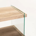 Table De Nuit Ahşap Cam Yan Sehpa