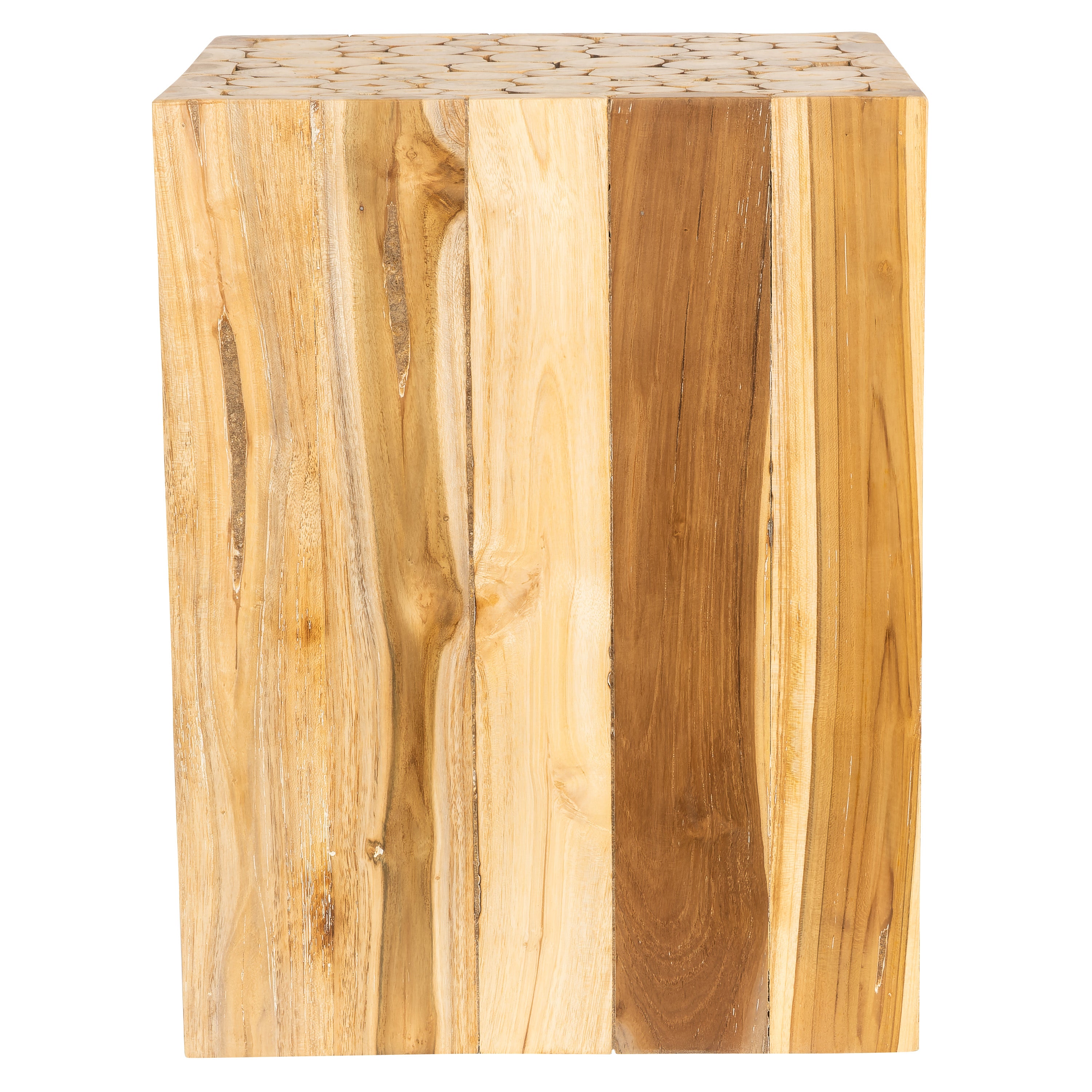 Tabure Teak Küp Form Drift Ahşap