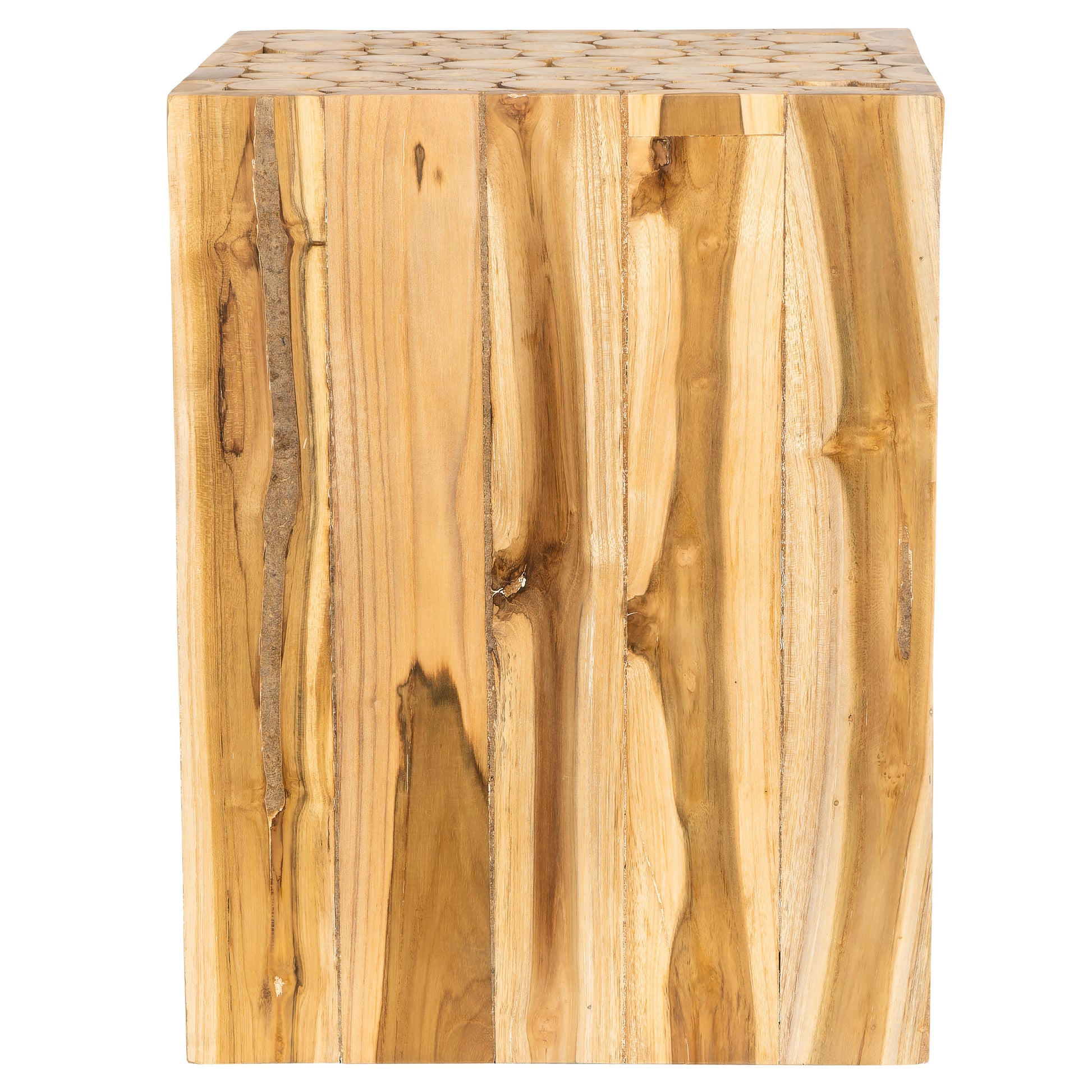 Tabure Teak Küp Form Drift Ahşap
