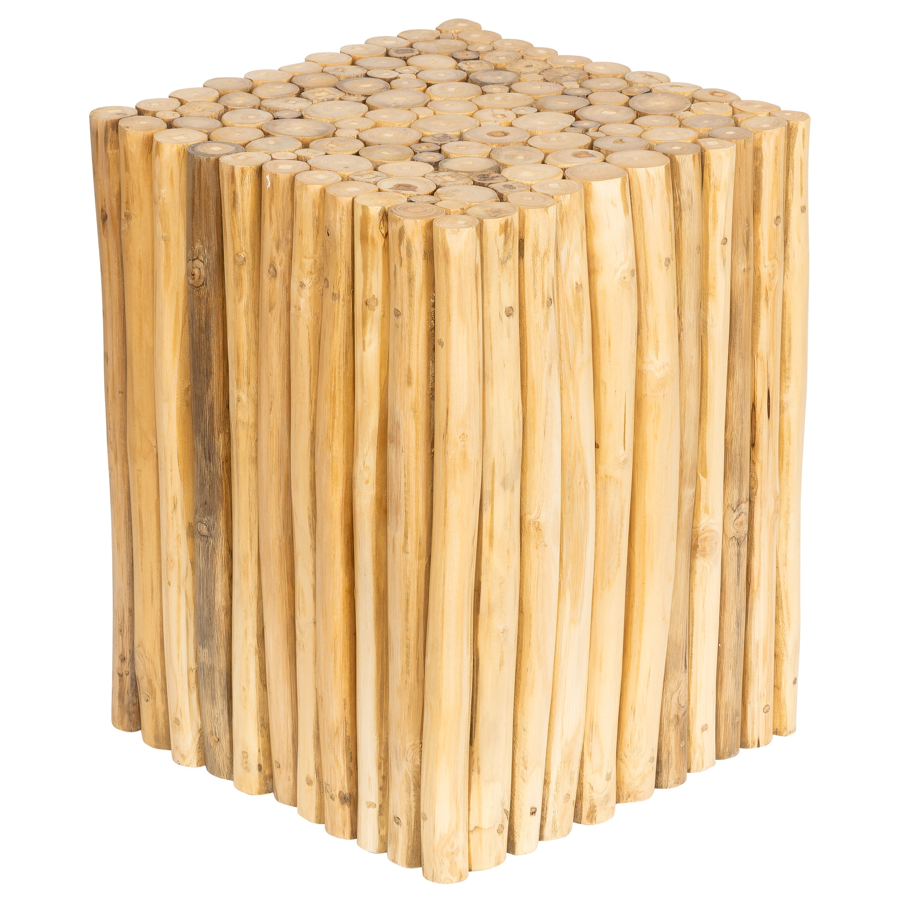 Tabure Teak Küp Form Drift Ahşap