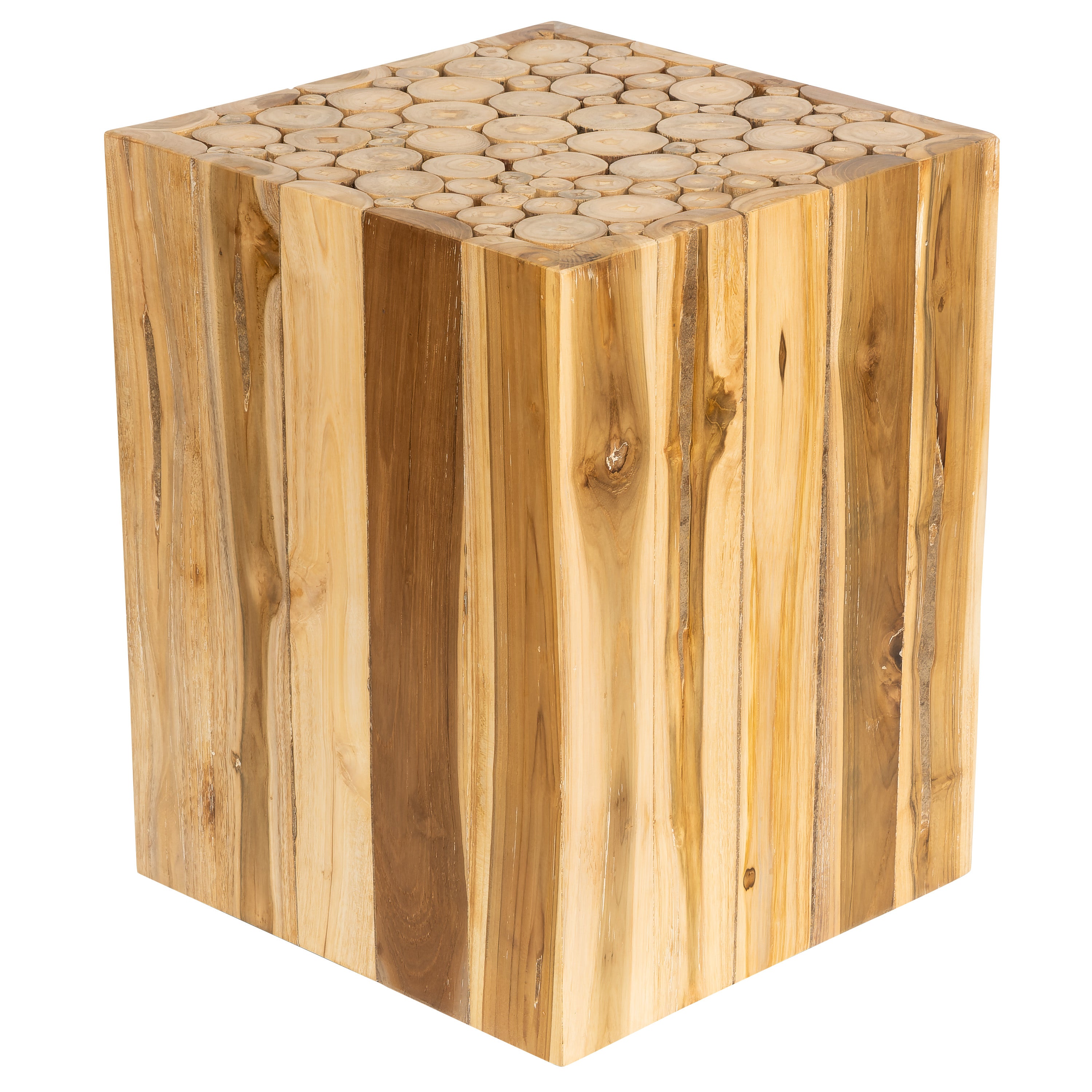 Tabure Teak Küp Form Drift Ahşap