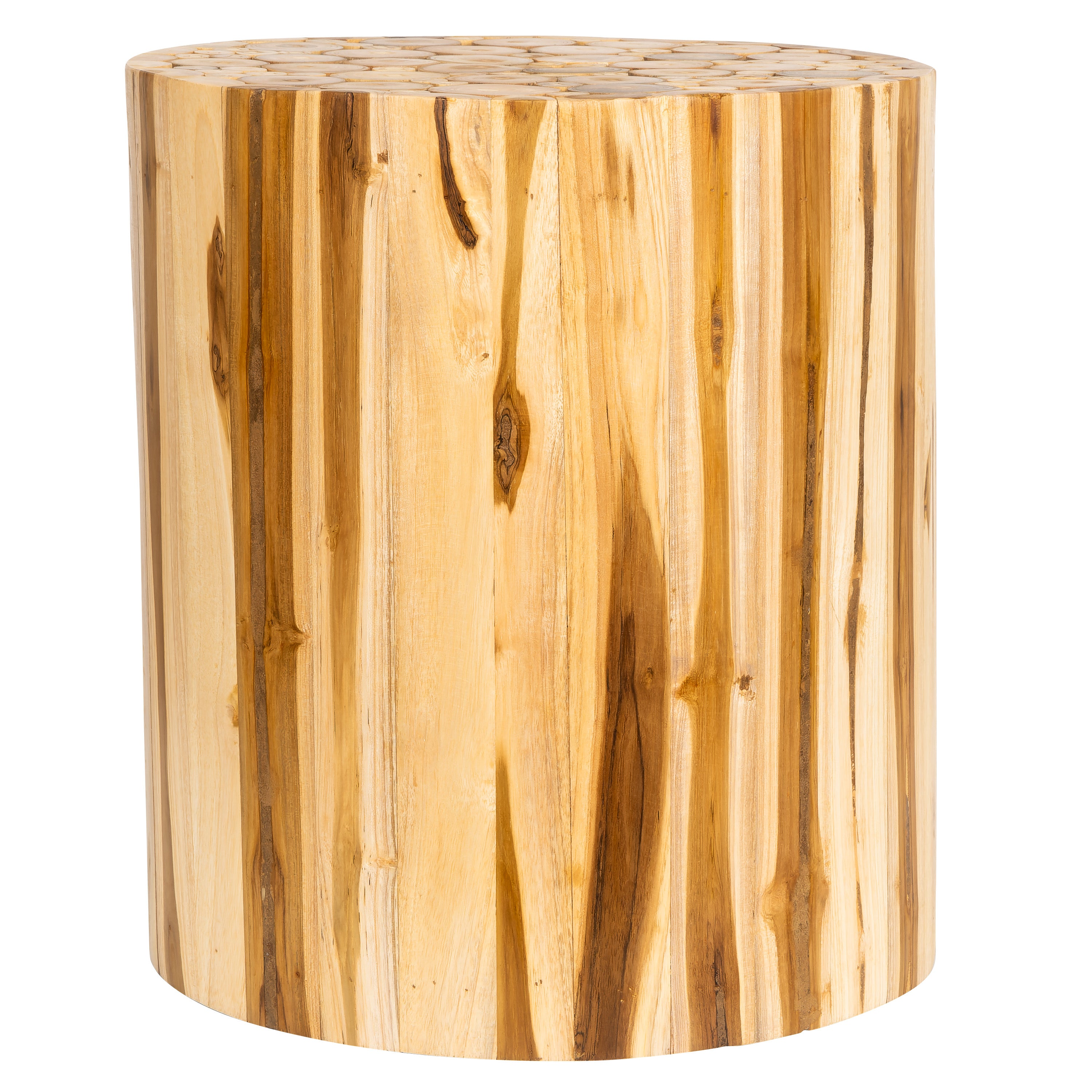 Tabure Teak Silindir Form Drift Ahşap