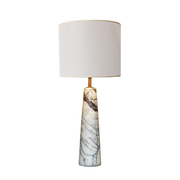 Tall Cone03 Beyaz/Gri Mermer Abajur