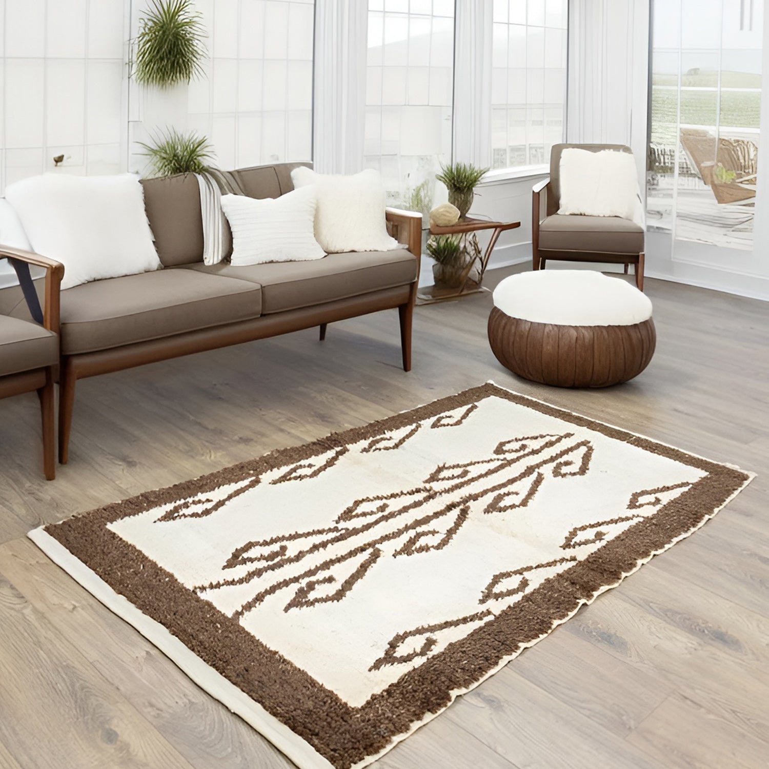 Tamara Bereket Desenli Yün Tülü Halı 96x175 cm-TURKISH HANDWOVEN RUGS-Soho Antiq-NowShopFun