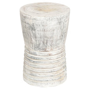 Teak Beyaz Patine Tabure