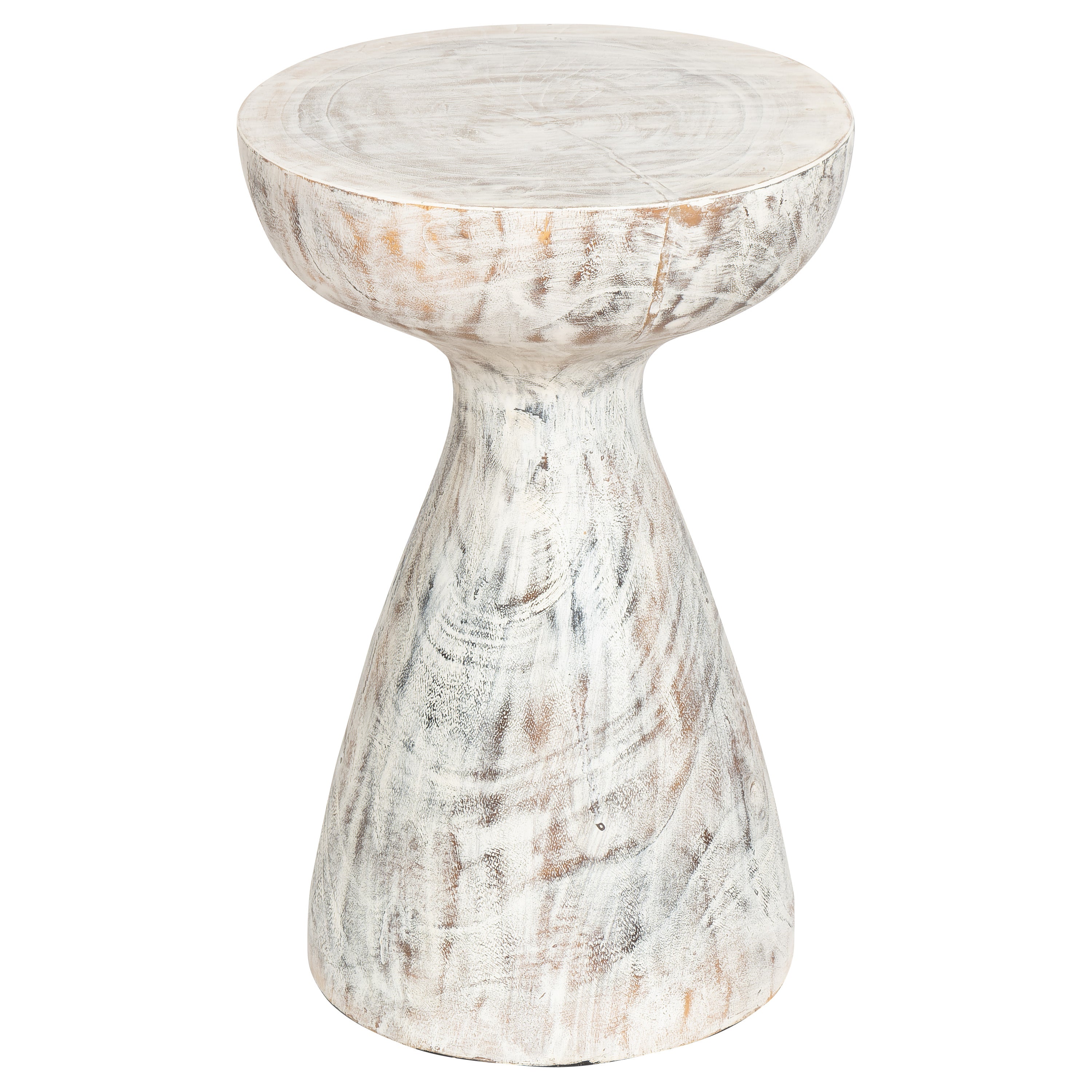 Teak Beyaz Patine Tabure