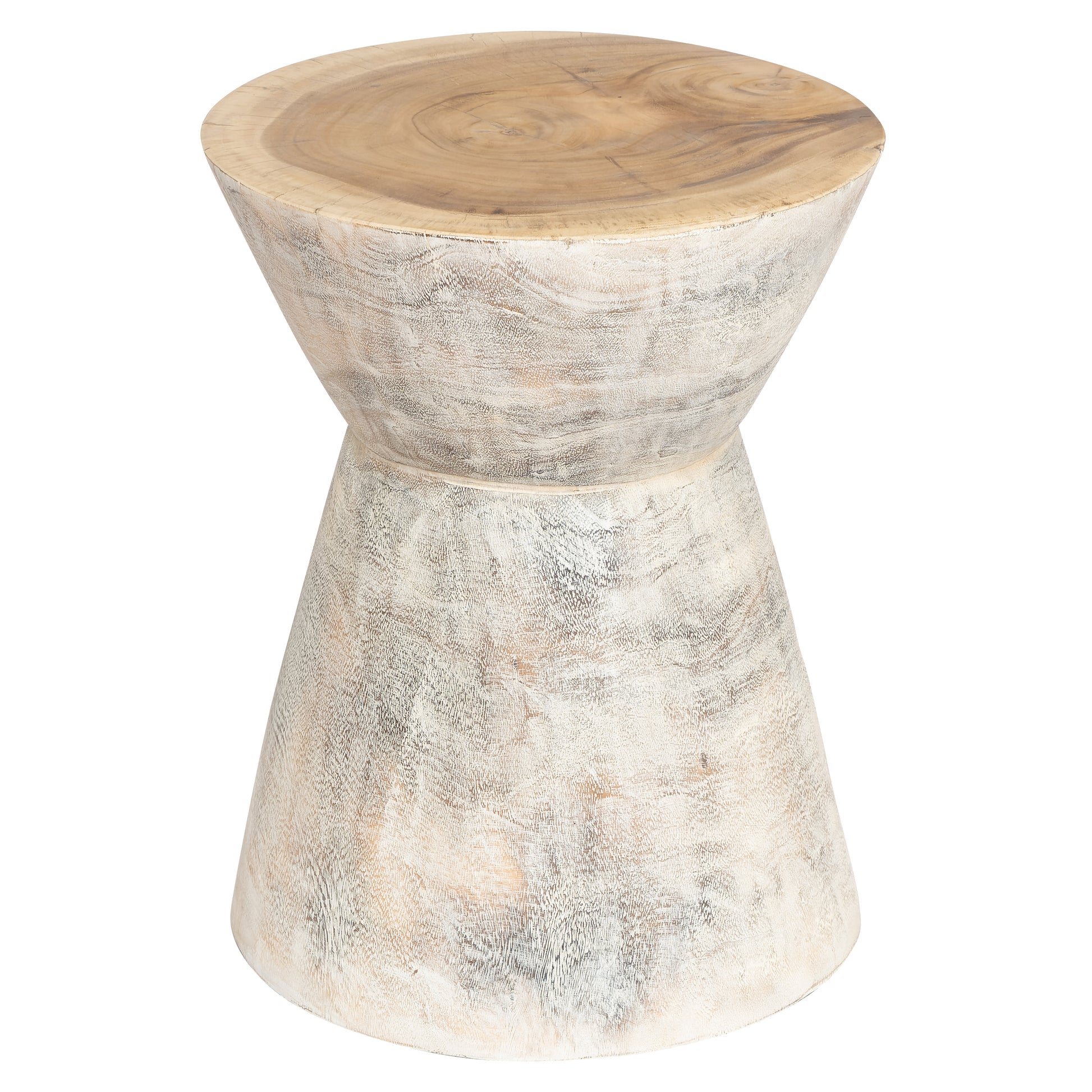 Teak Beyaz Patineli Tabure