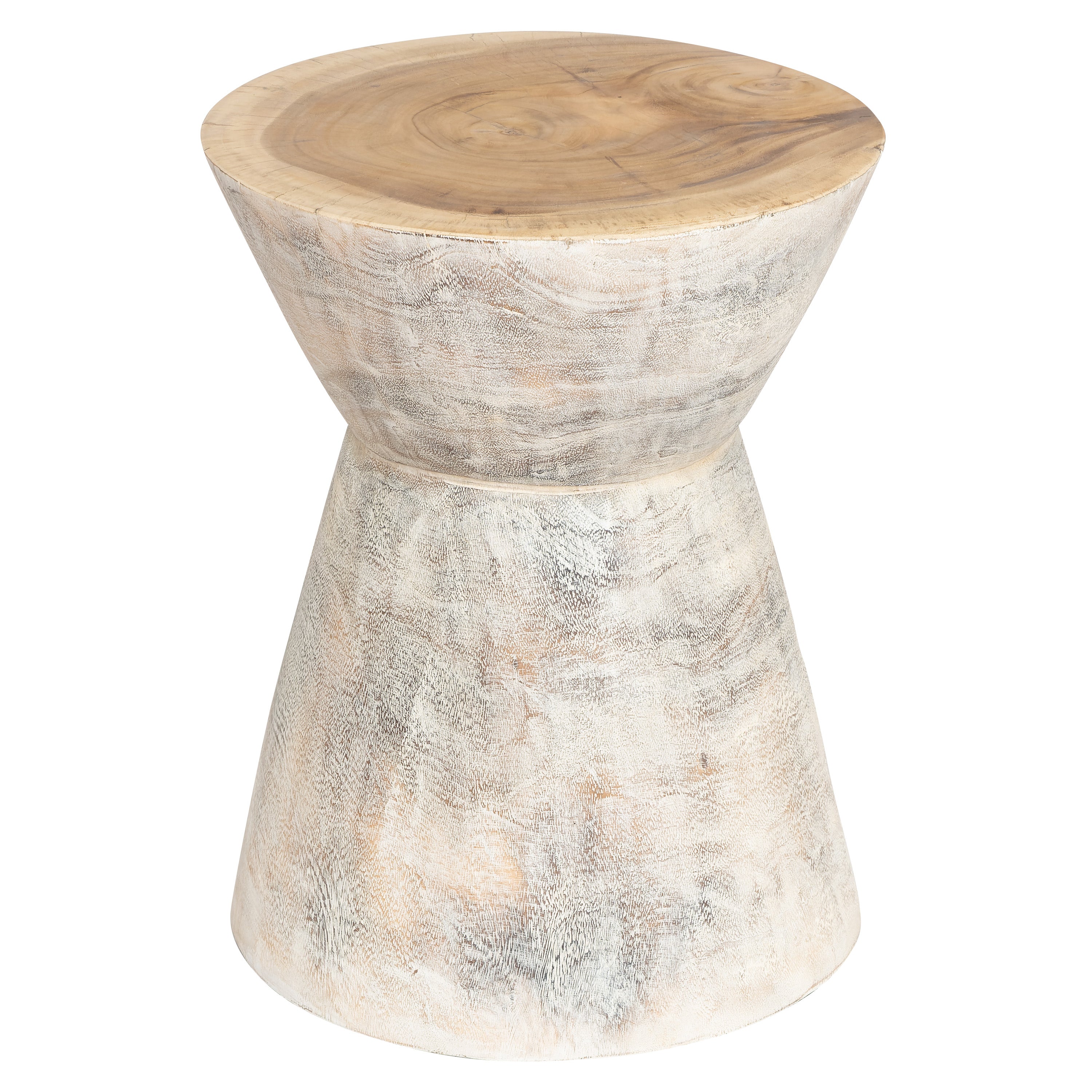 Teak Beyaz Patineli Tabure