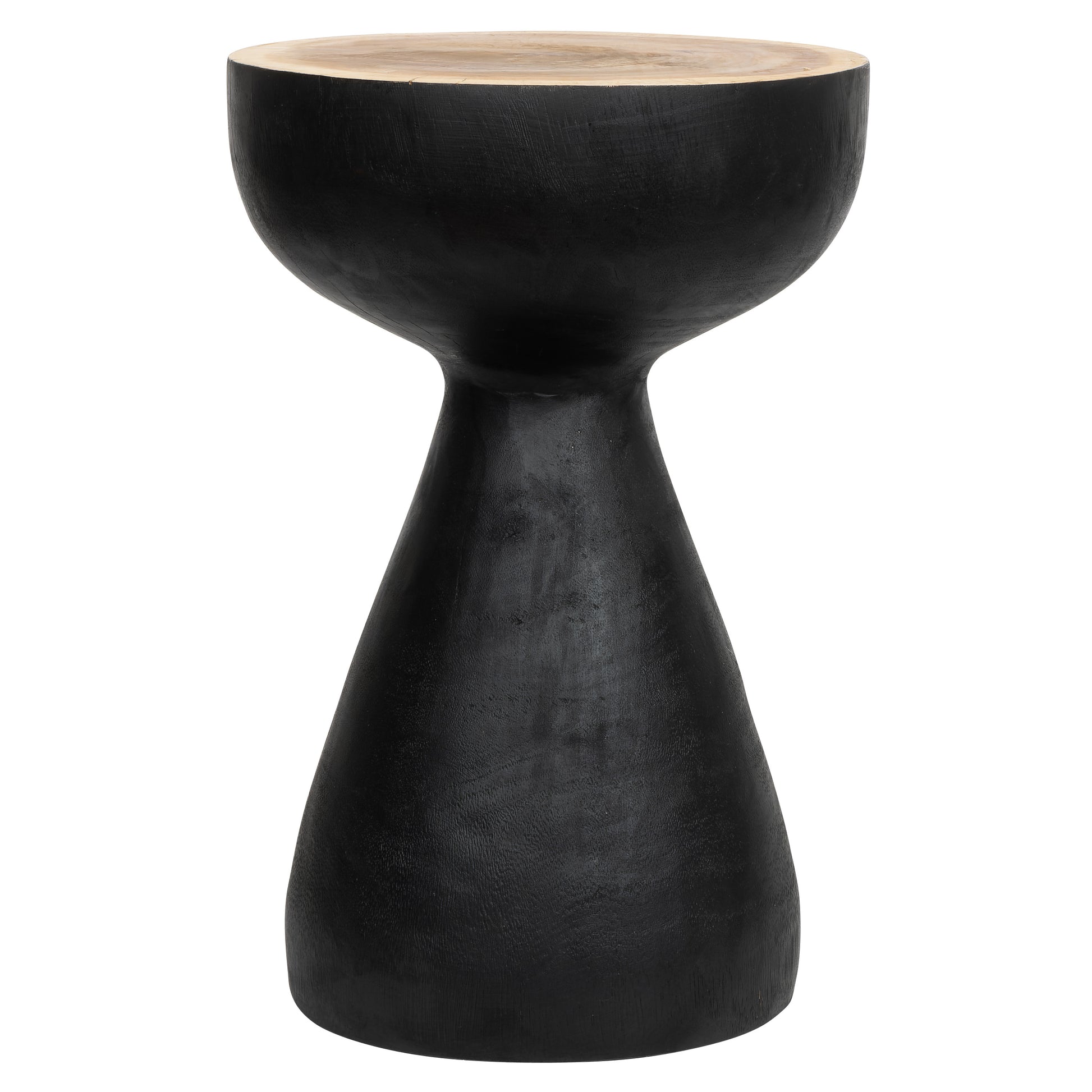 Teak Siyah Üst Naturel Tabure