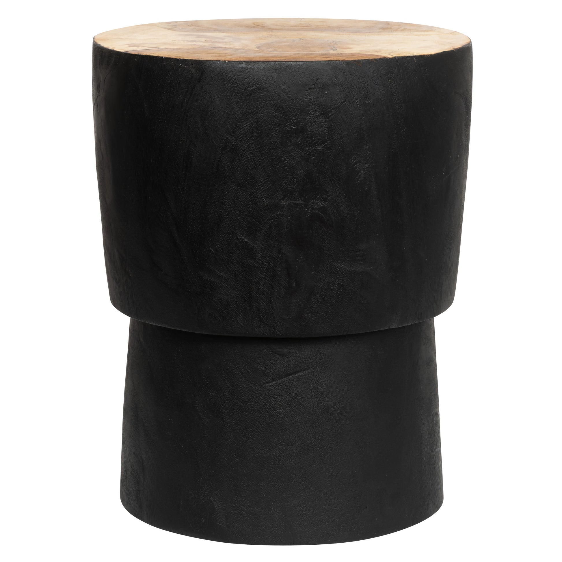 Teak Siyah Üst Naturel Tabure
