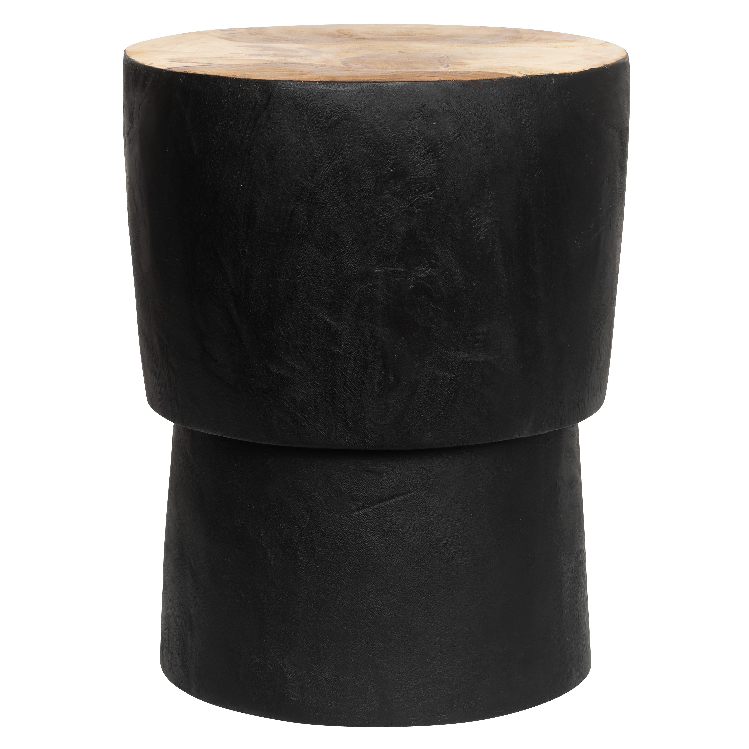 Teak Siyah Üst Naturel Tabure