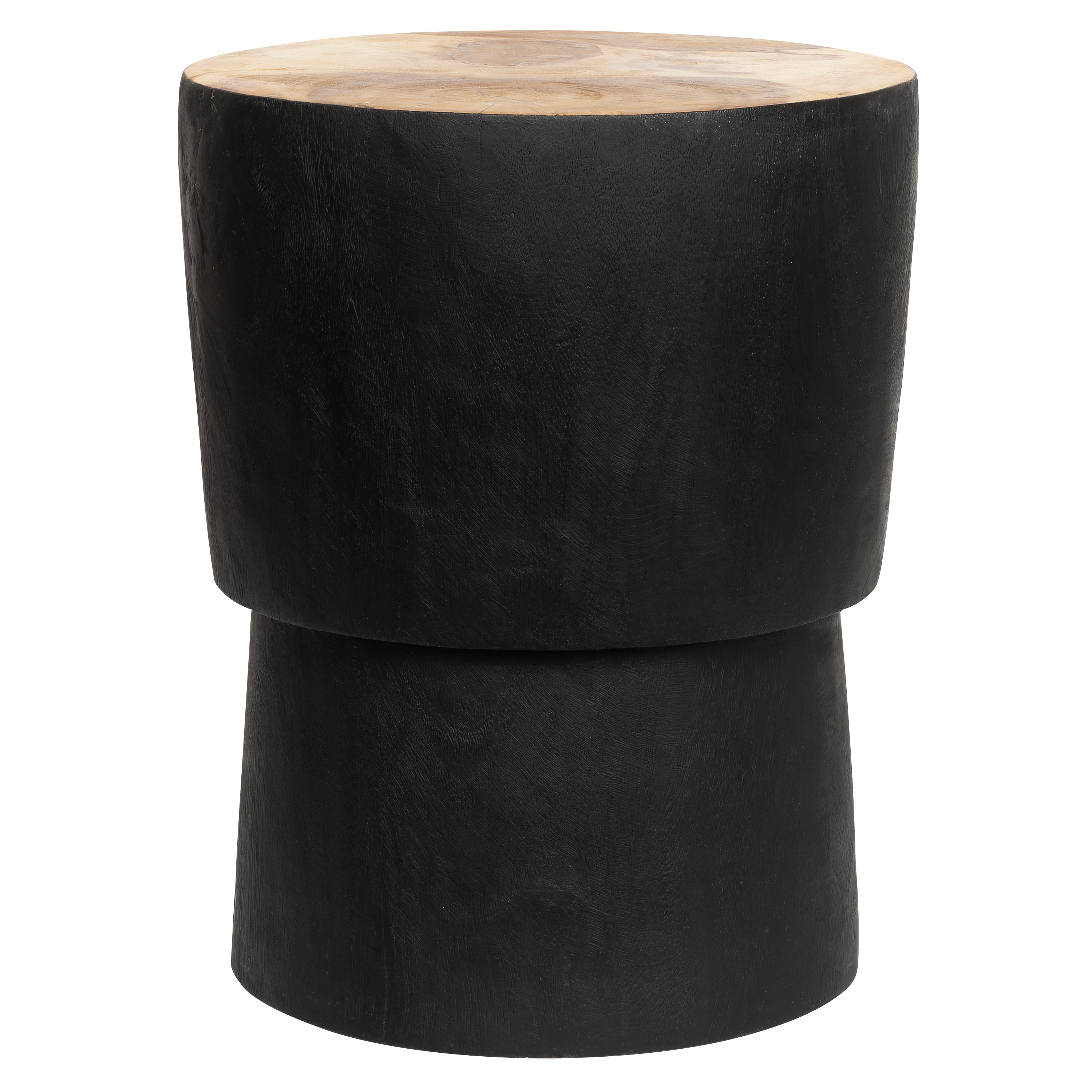 Teak Siyah Üst Naturel Tabure