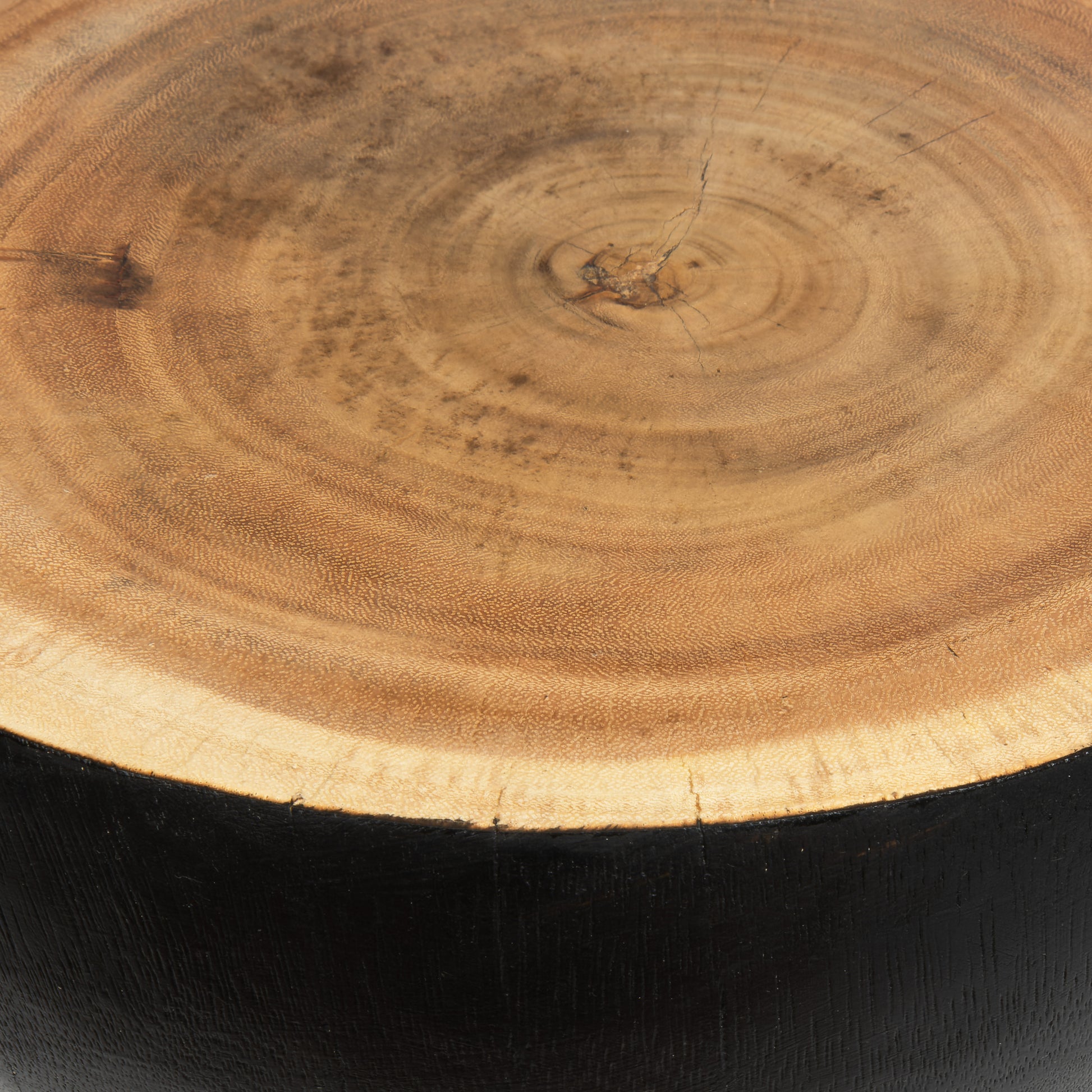 Teak Siyah Üst Naturel Tabure