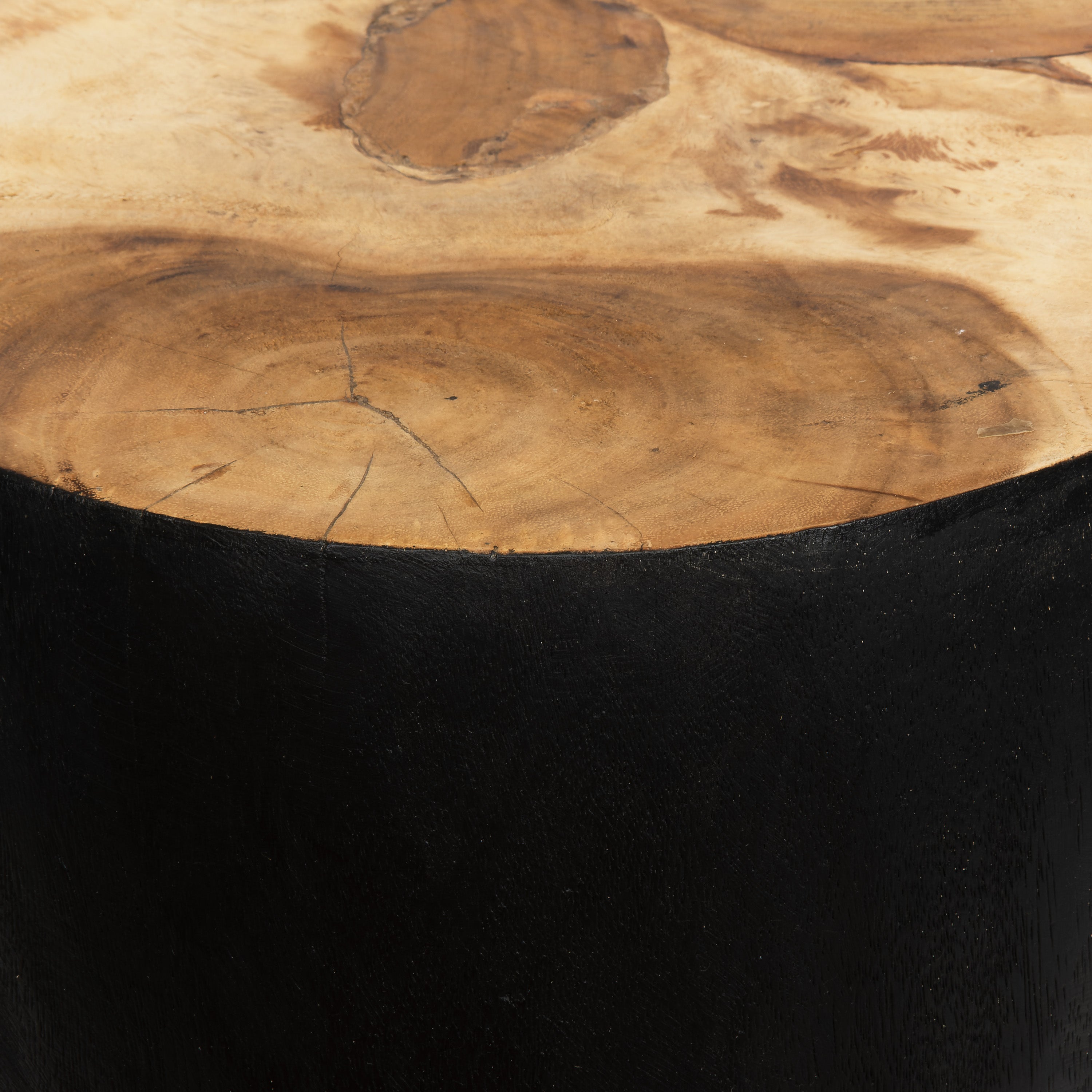 Teak Siyah Üst Naturel Tabure