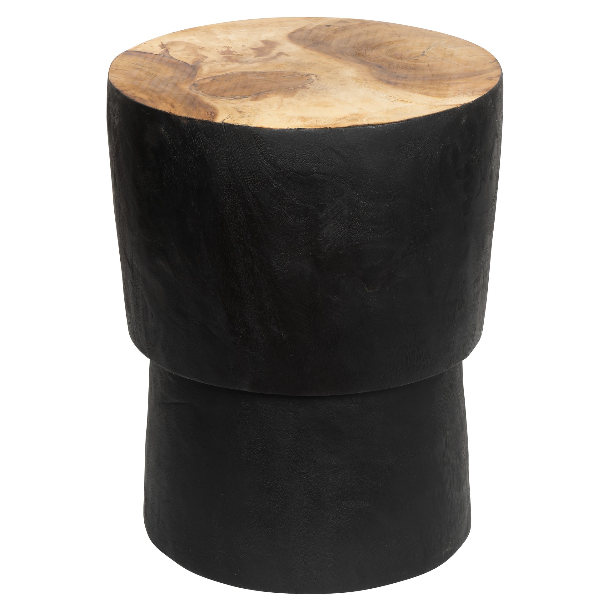 Teak Siyah Üst Naturel Tabure