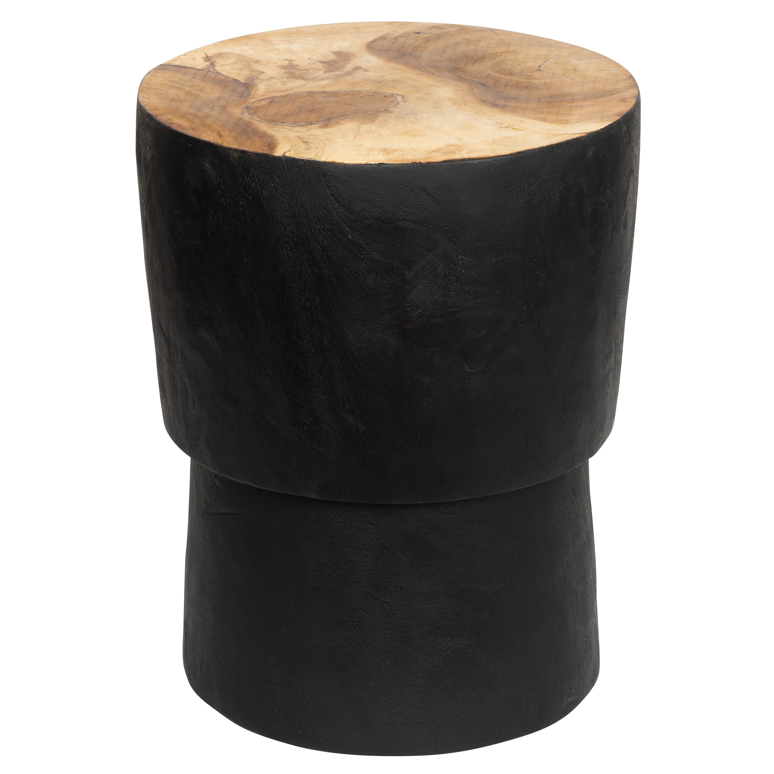 Teak Siyah Üst Naturel Tabure