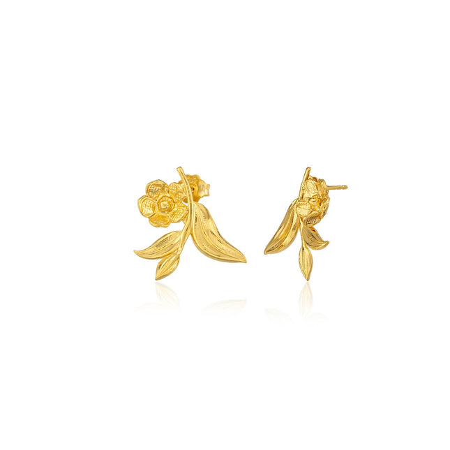 Tekli Çiçek Altın Kaplama Küpe-Gümüş Küpe-Maji Tasarım Nurşen Tarkan-NowShopFun