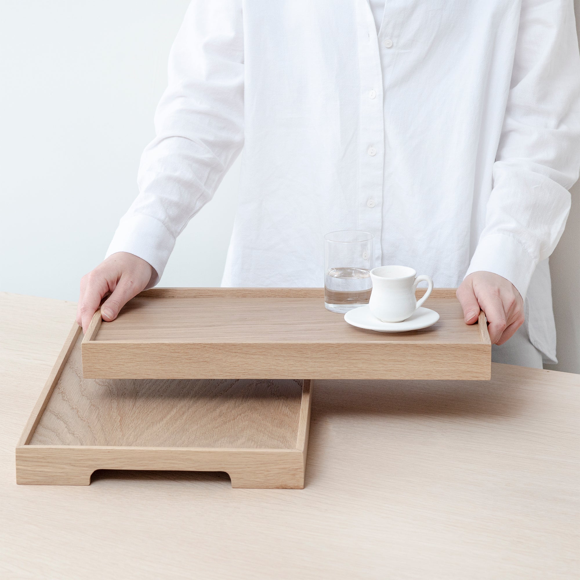 Edge Meşe Tepsi Seti